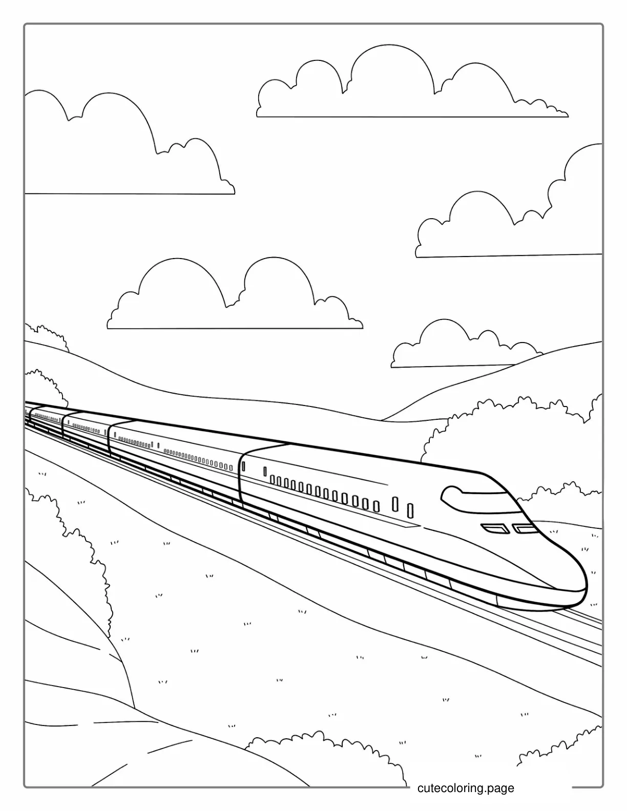 Coloring Picture Of a Passenger Bullet Train coloring page