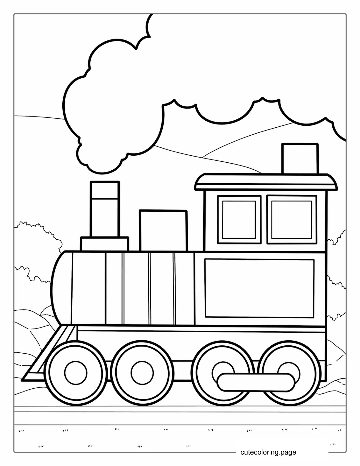 Easy Coloring Page Of a Steam Powered Train coloring page