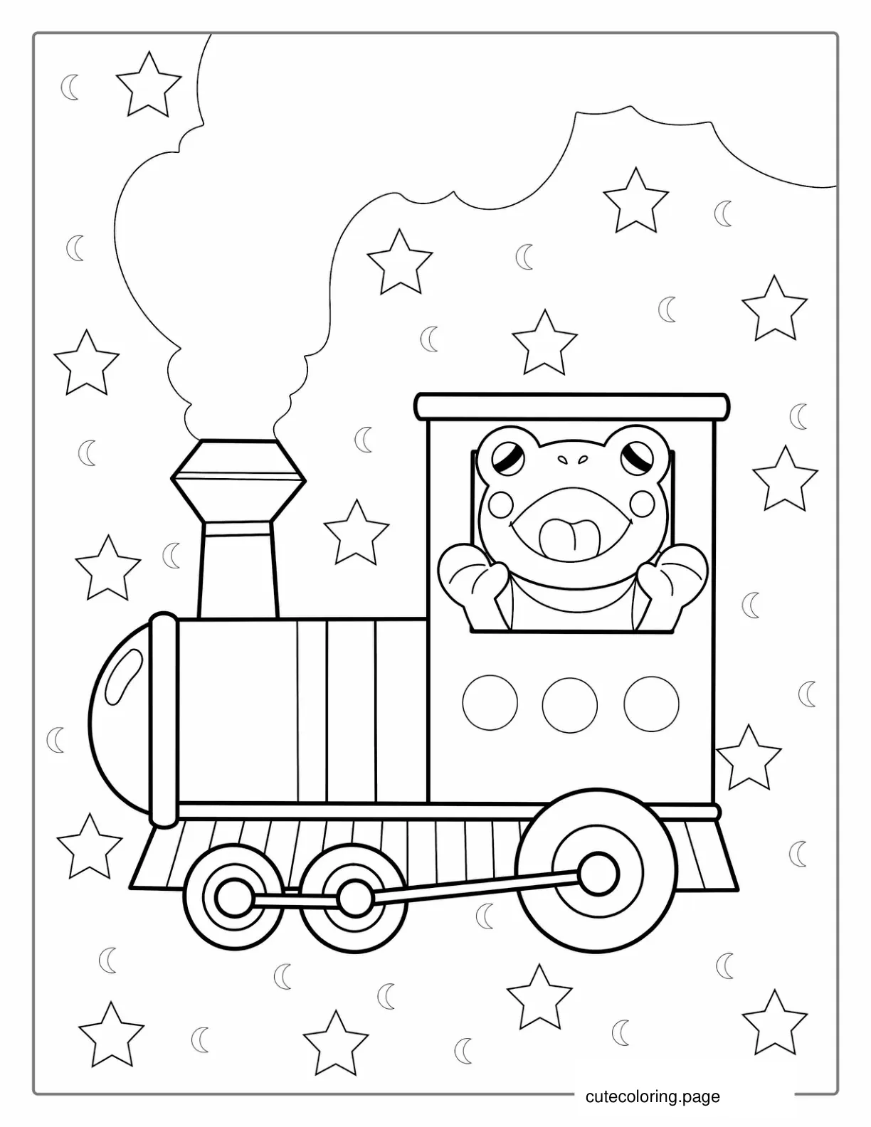 Easy Outline Of a Train To Color For Kids coloring page