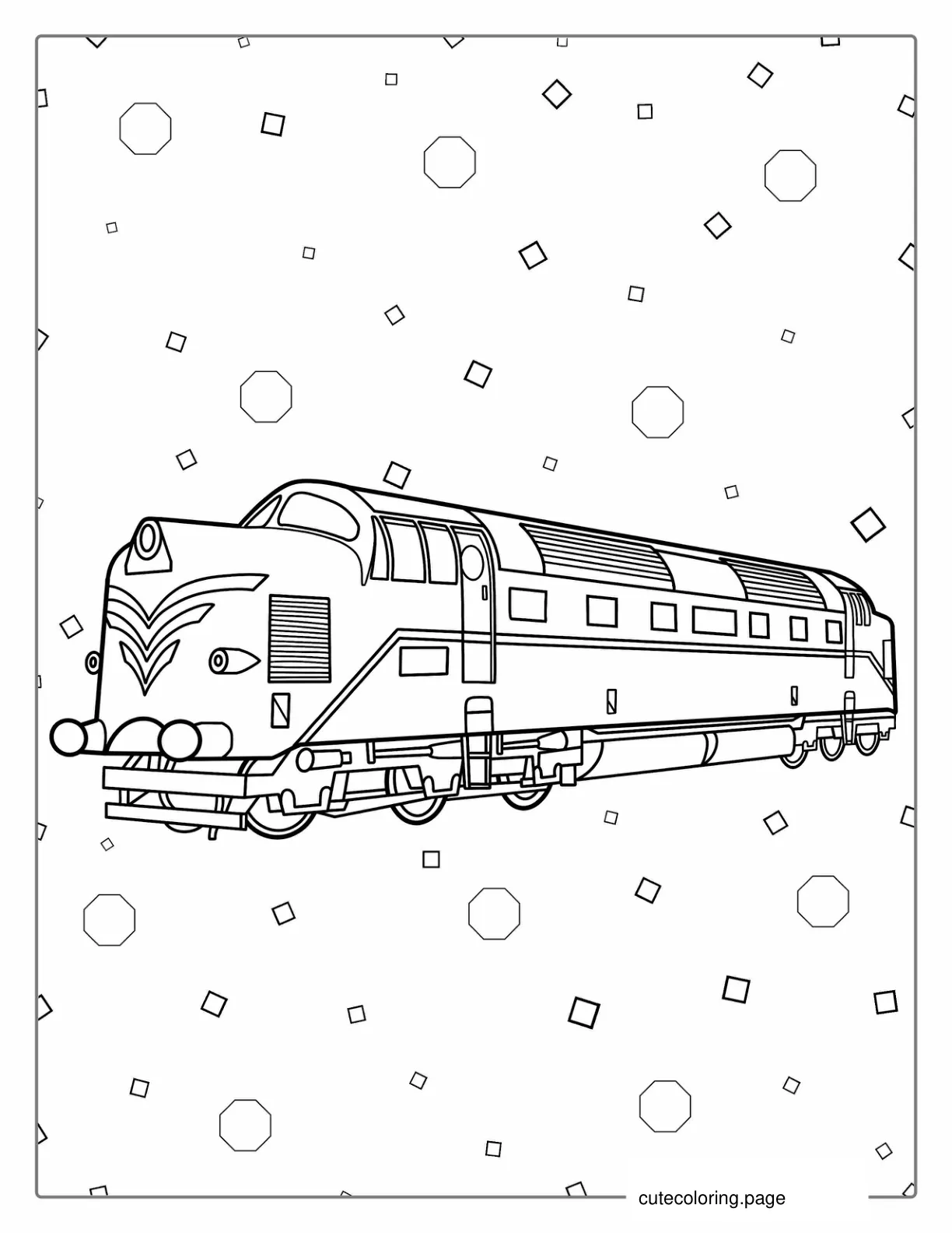 Large Detailed Diesel Freight Train To Color coloring page