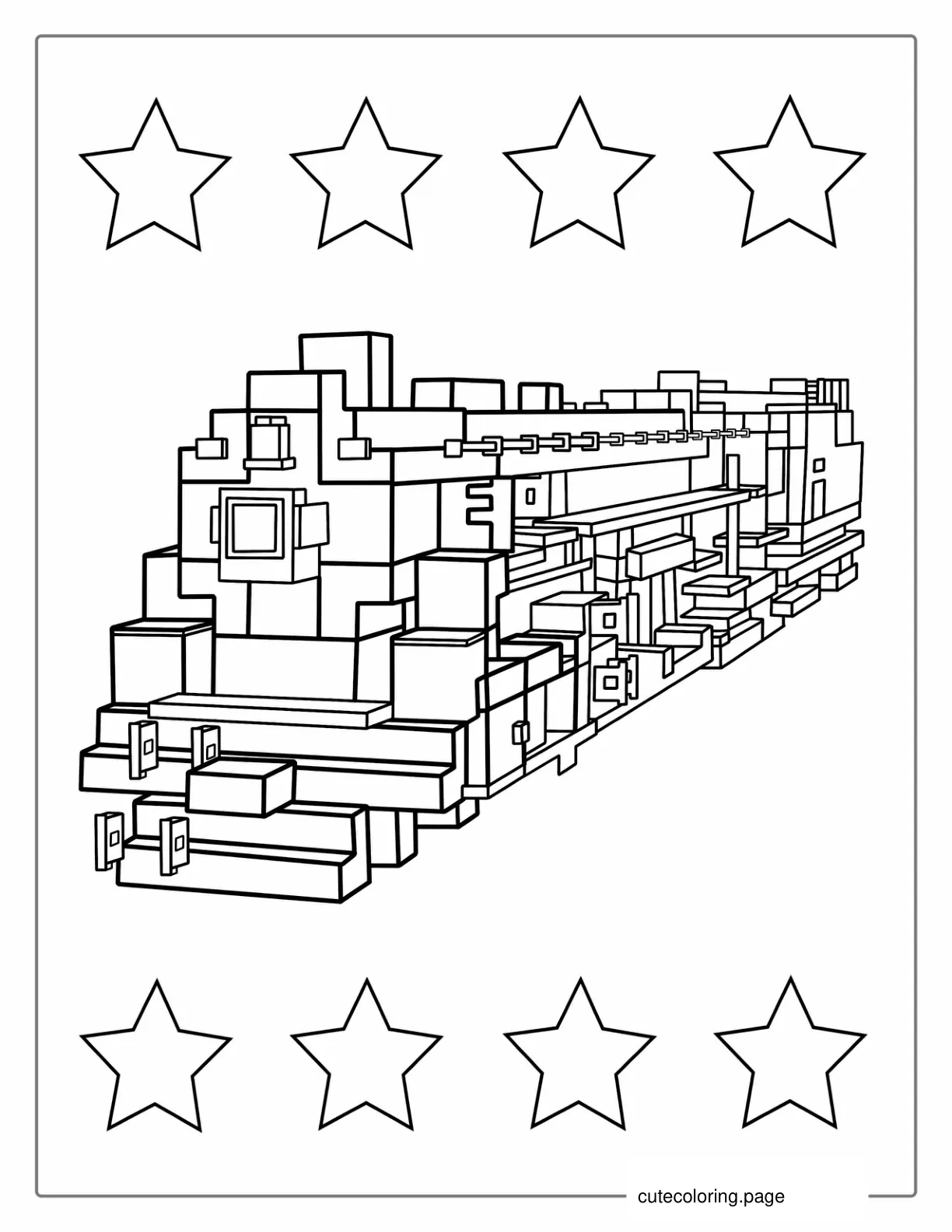 Minecraft Themed Train To Color coloring page