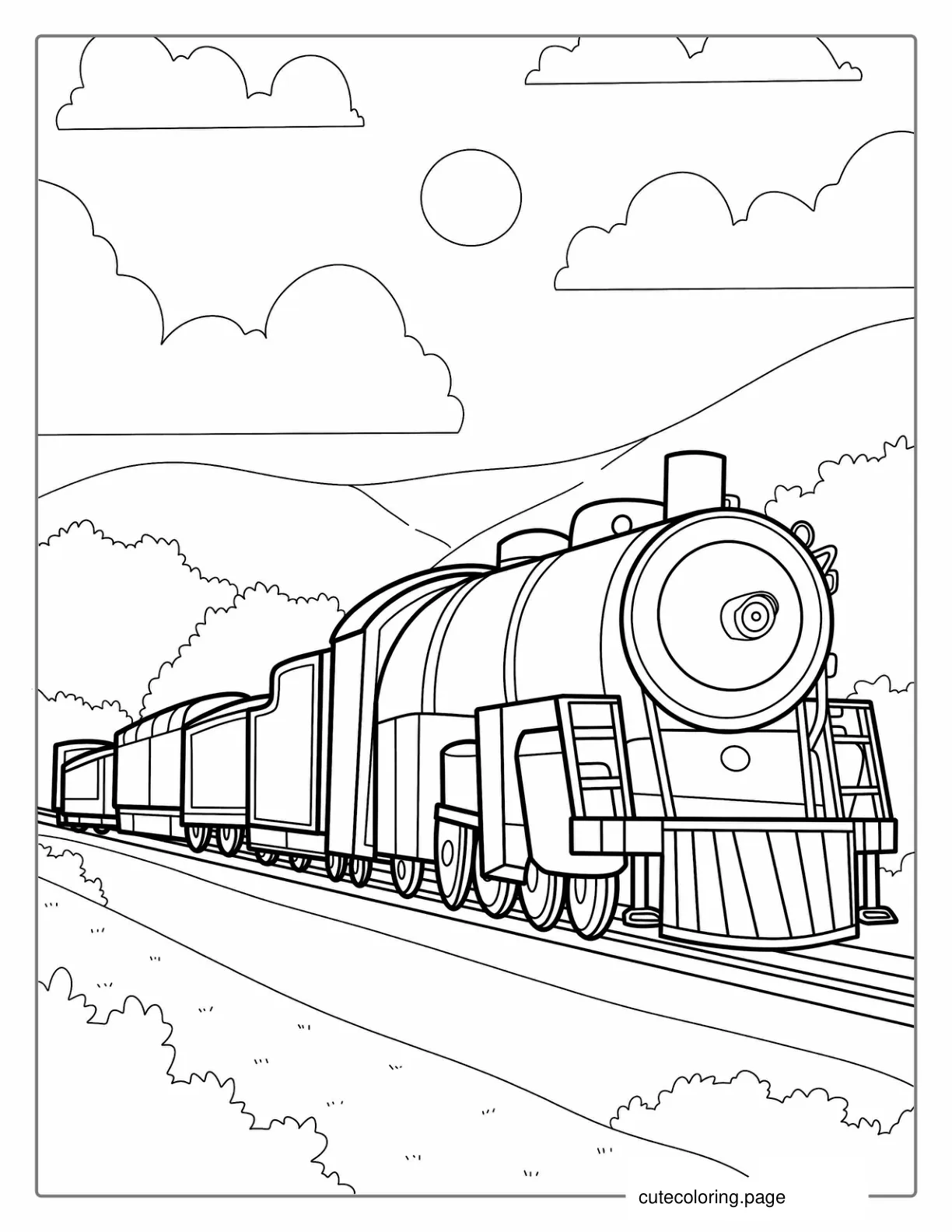 Steam Punk Themed Train coloring page