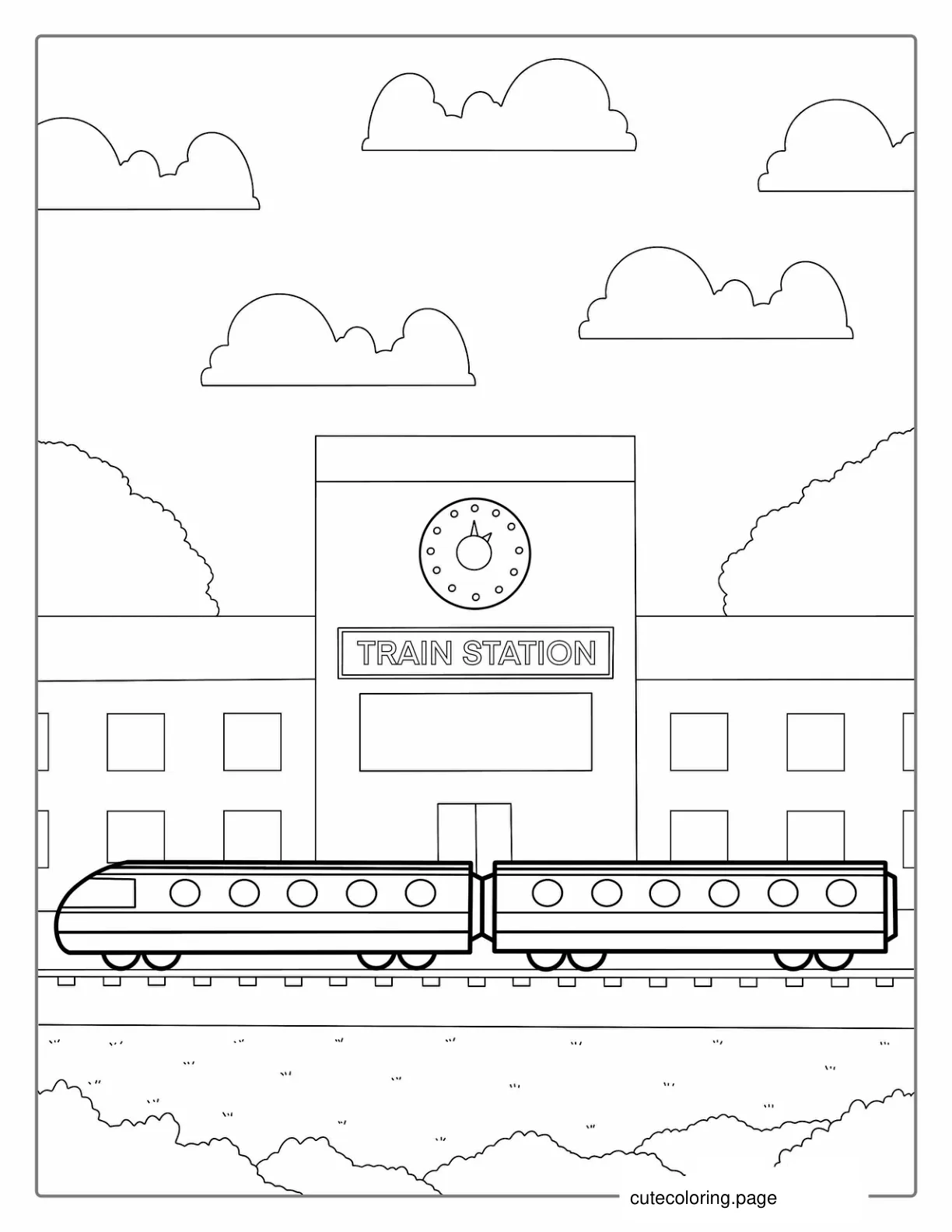 Train Station Coloring Sheet For Kids coloring page