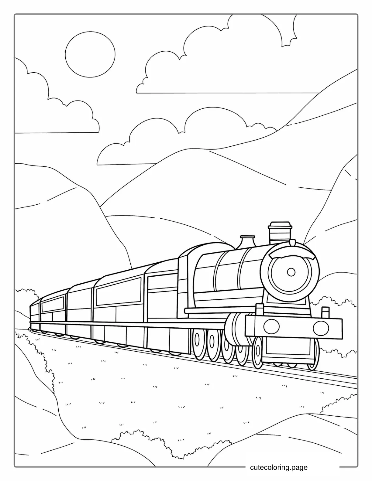 Train Travelling Through The Country Side coloring page