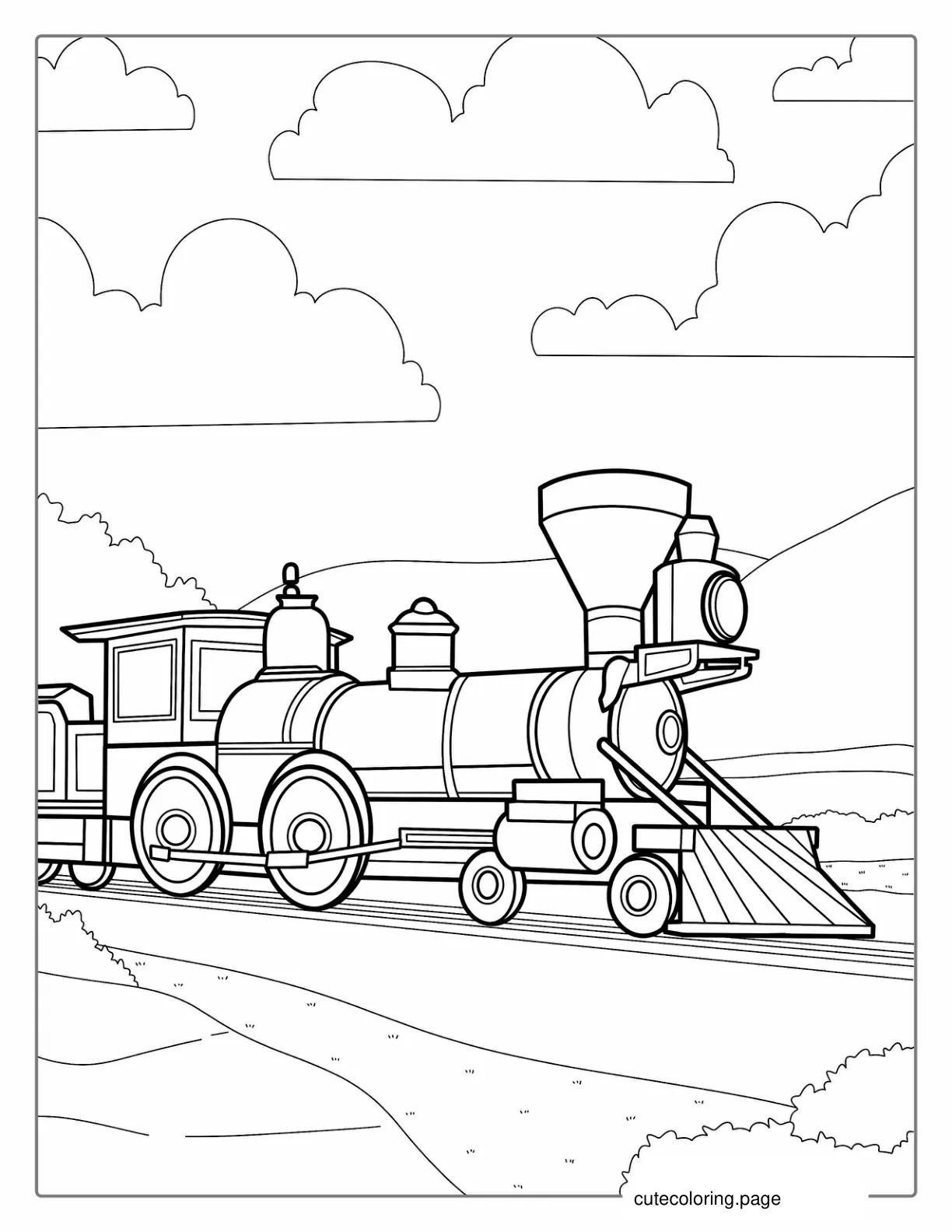 Western Steam Powered Train To Color coloring page