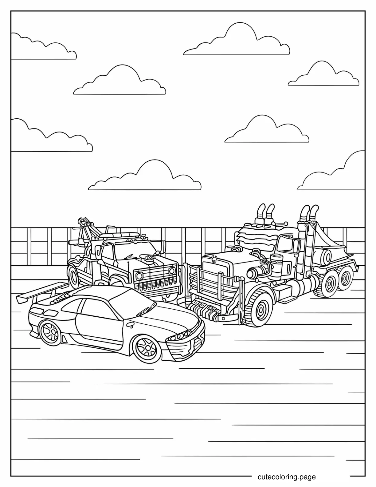 Autobots In Car Form For Transformers 7 Movie coloring page