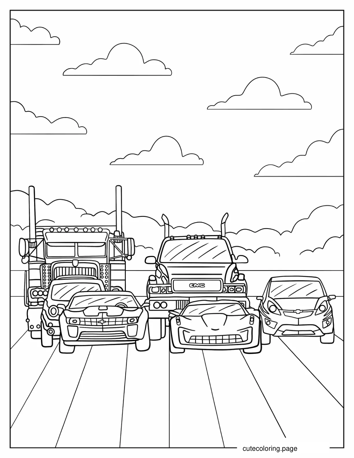 Autobots On The Road Coloring In coloring page