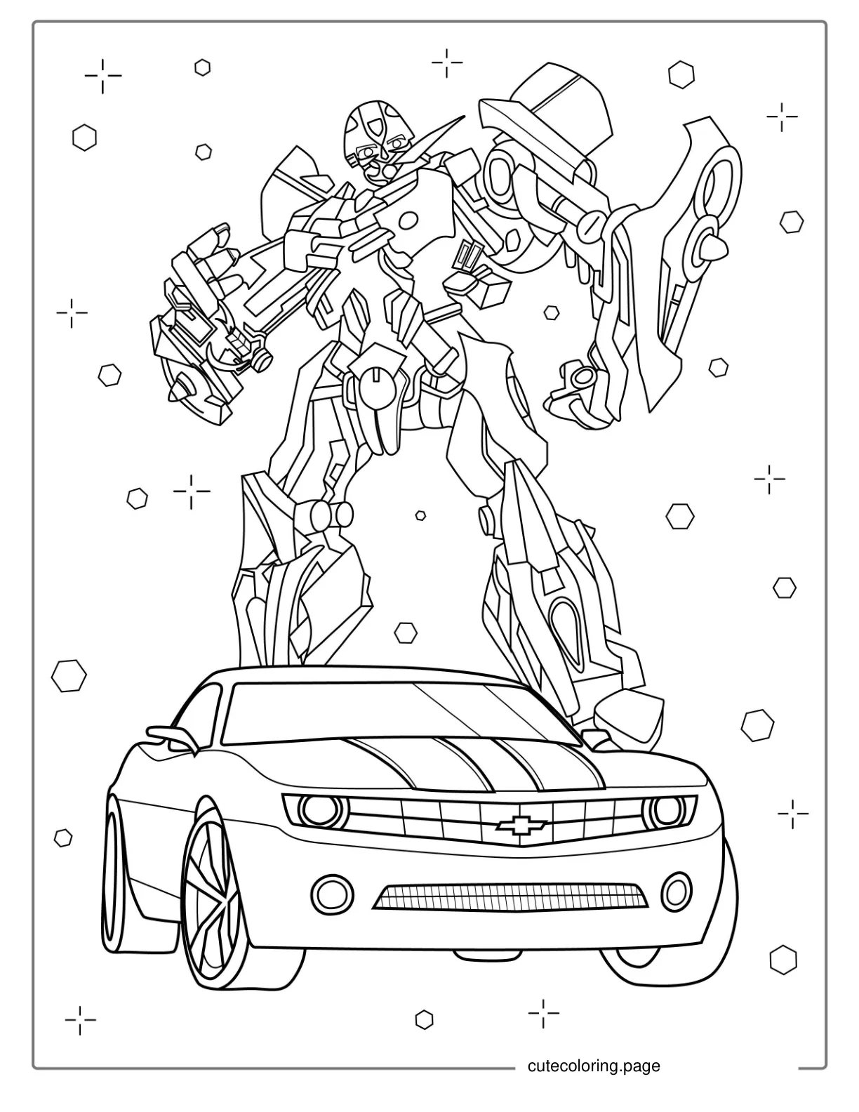 Bumblebee Transformer With Camaro Coloring Page coloring page