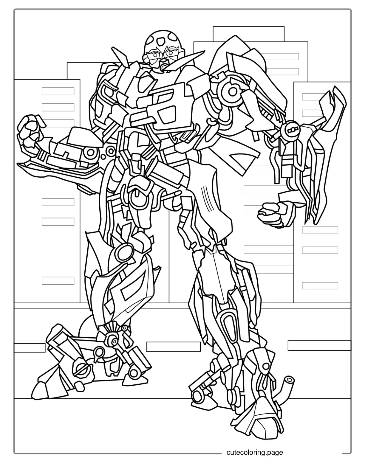 Detailed Bumblebee Transformer Coloring Page coloring page