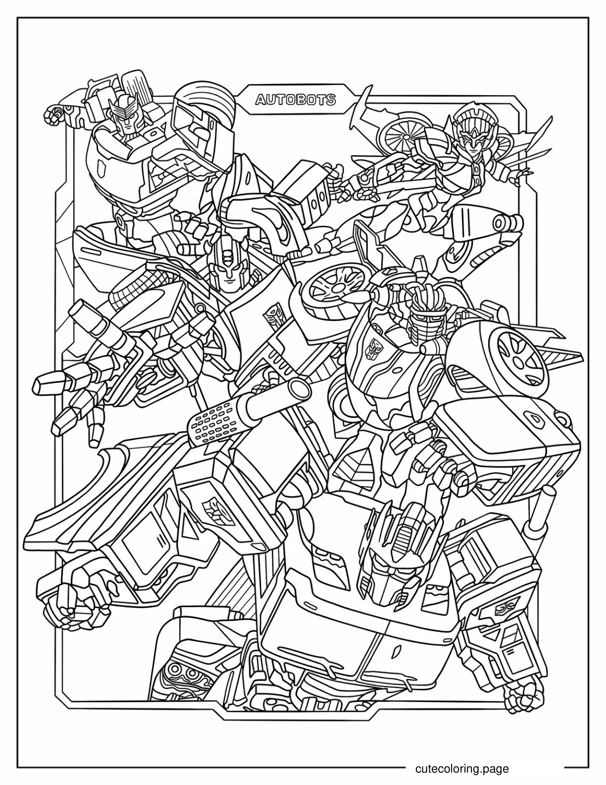 Detailed Coloring Page Of Autobots Poster coloring page