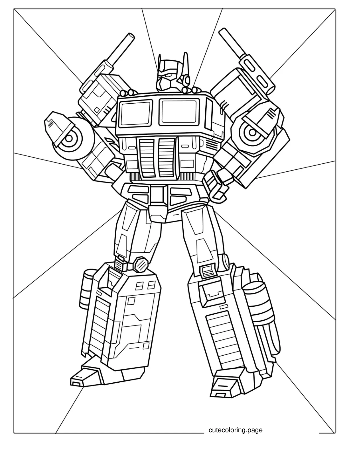 Detailed Optimus Prime Coloring Page For Adults coloring page