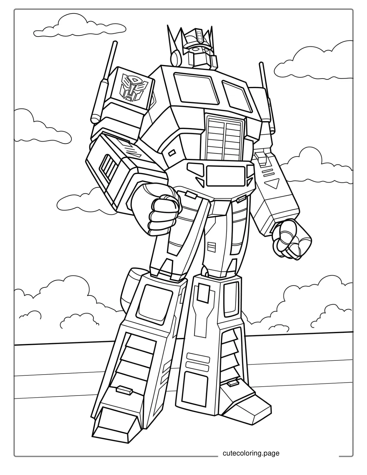 Detailed Optimus Prime Coloring Page coloring page