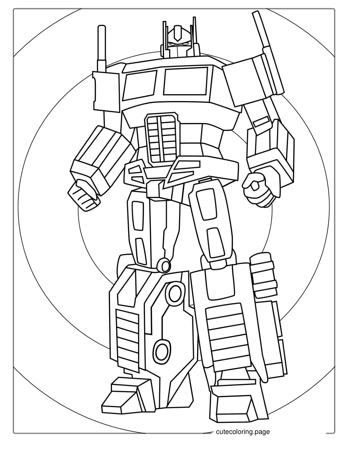 Easy Outline Of Optimus Prime For Kids coloring page