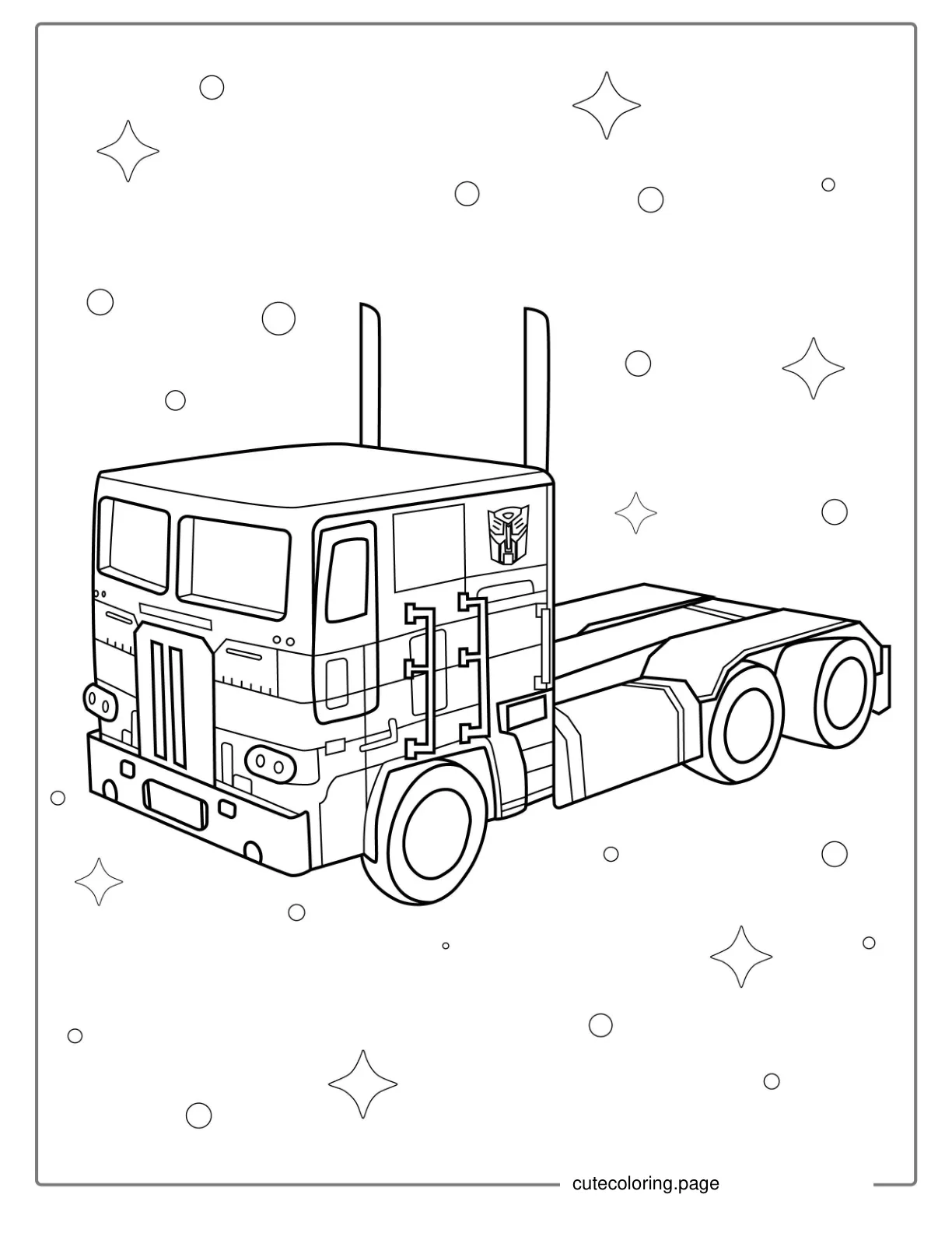 Optimus Prime Truck Coloring Page coloring page