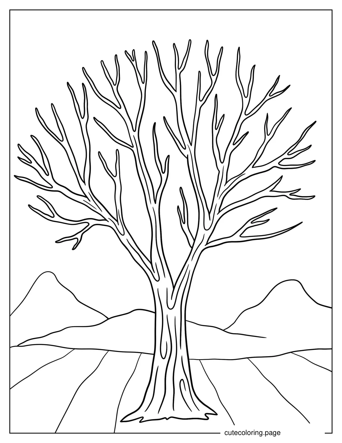 Bare Tree During Winter To Color coloring page