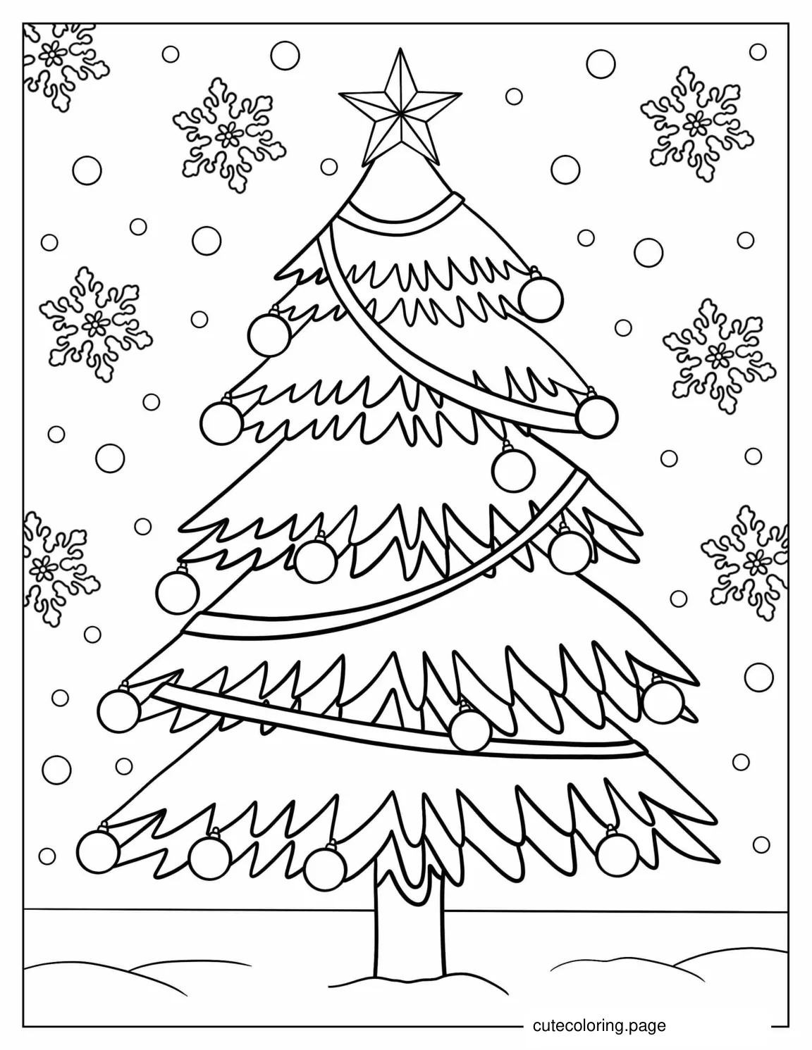 Christmas Tree With Ornaments To Color coloring page