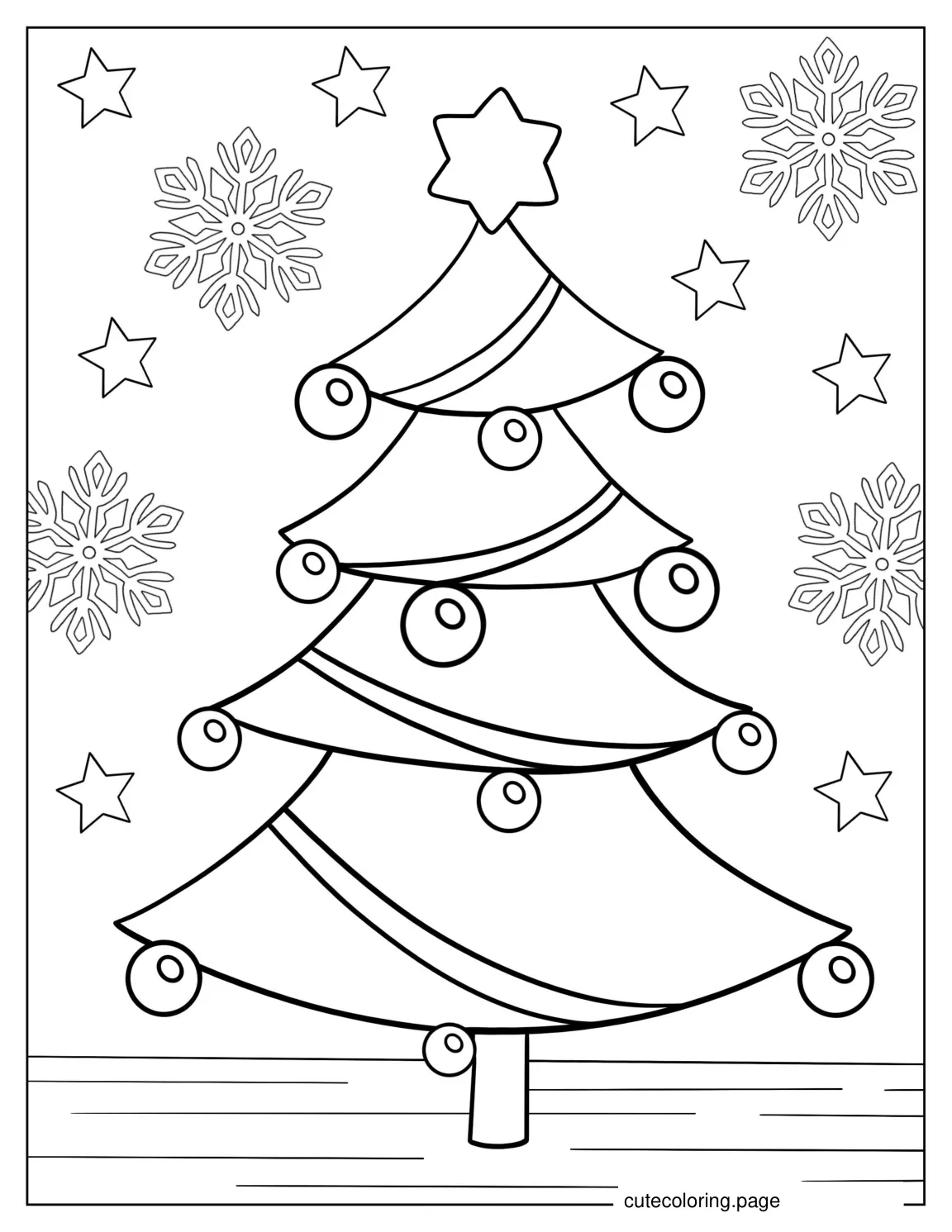 Easy To Color Christmas Tree coloring page