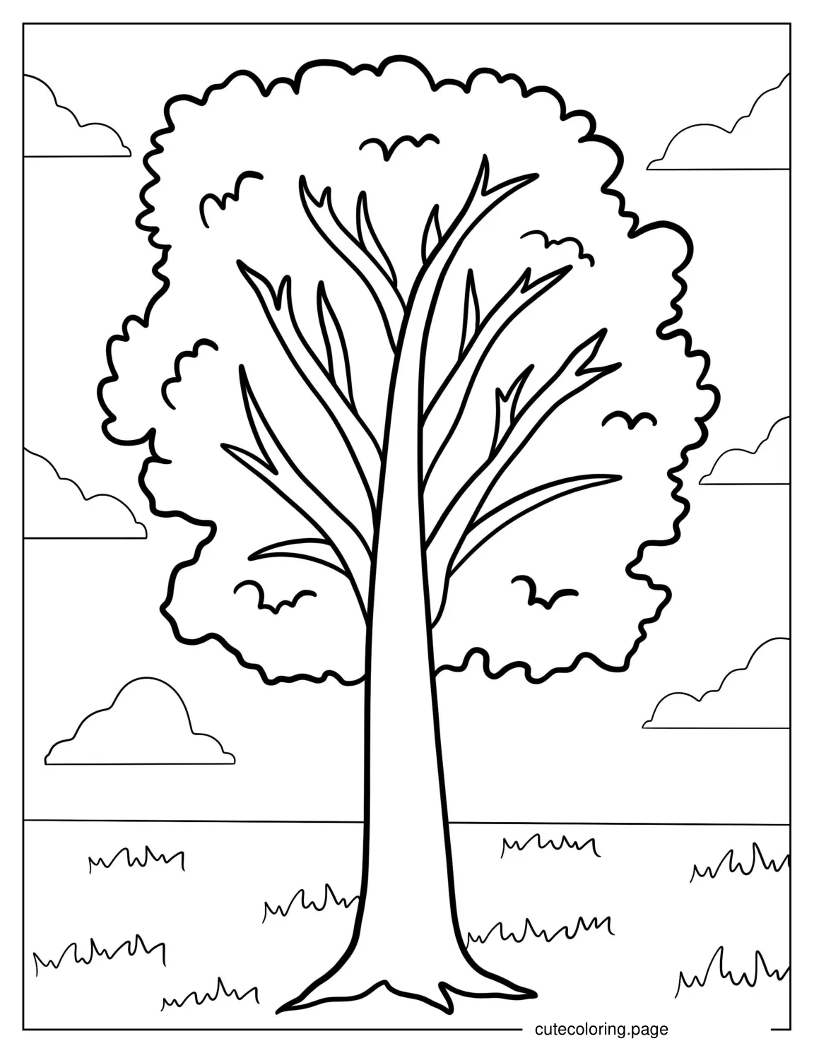 Simple Poplar Tree Coloring Page coloring page