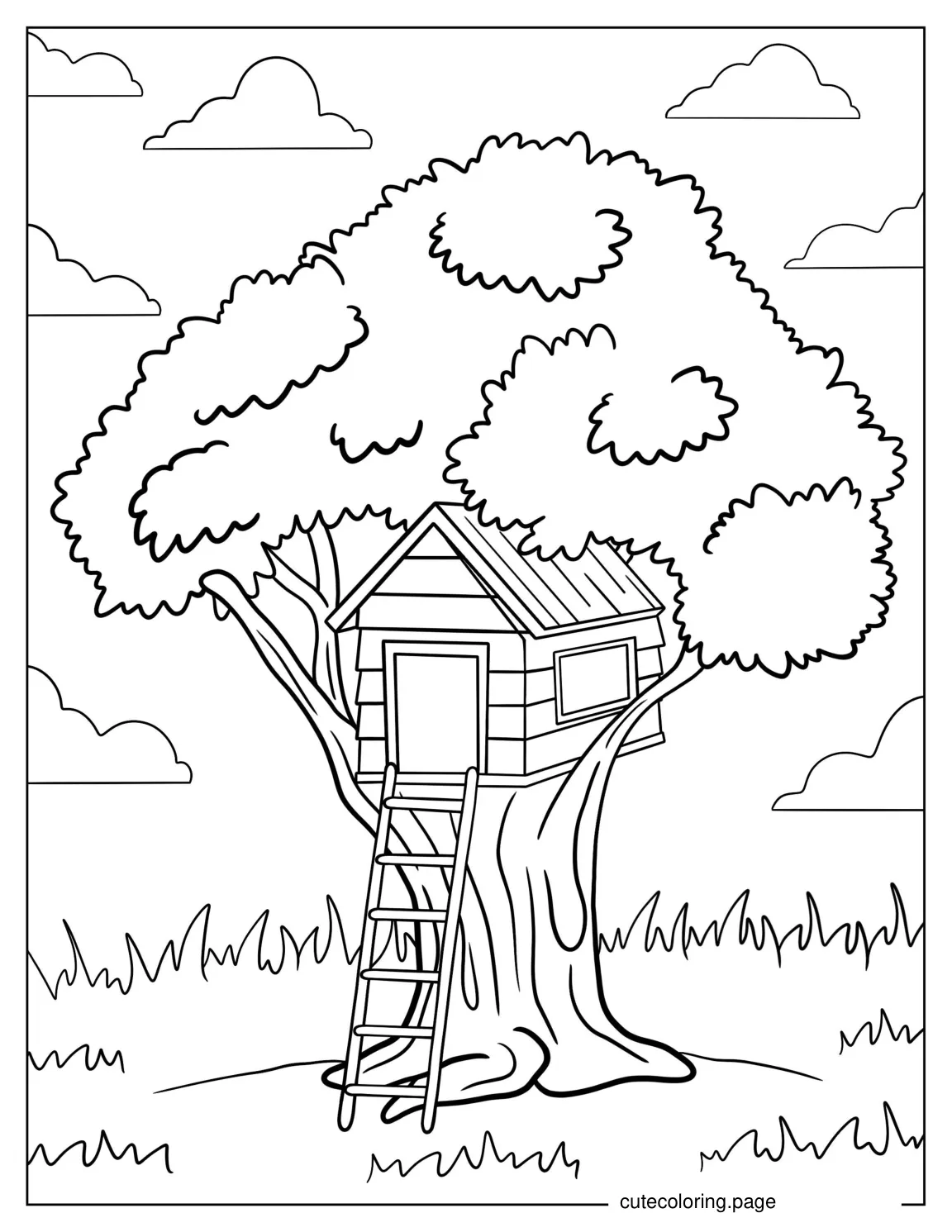 Tree House Coloring Page For Kids coloring page