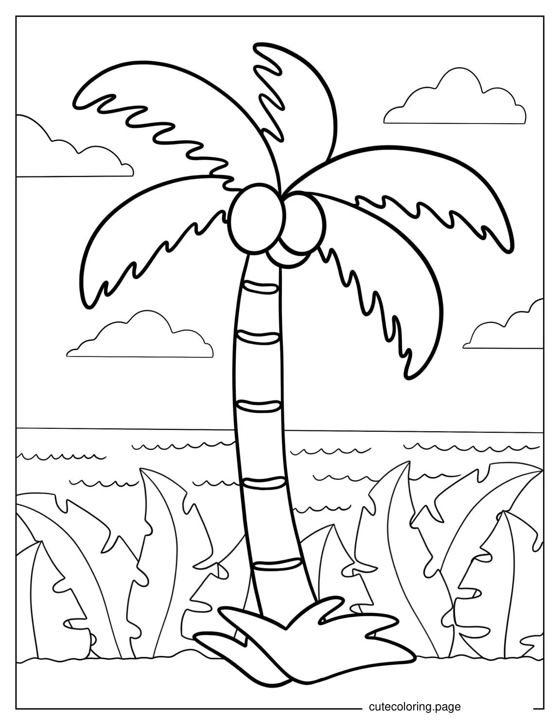 Tropical Coconut Tree To Color coloring page