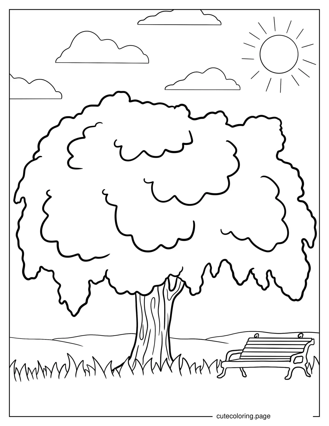 Willow Tree In Park To Color coloring page