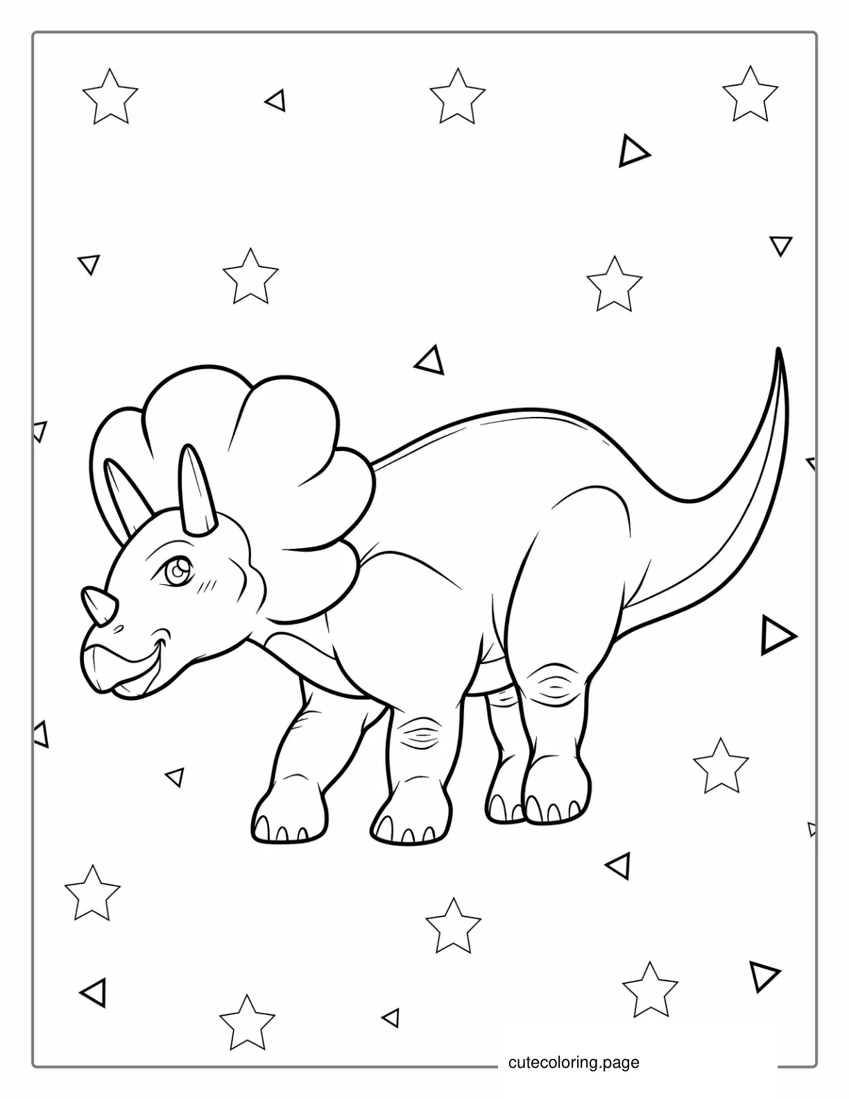 Coloring Page Of a Happy Triceratops coloring page