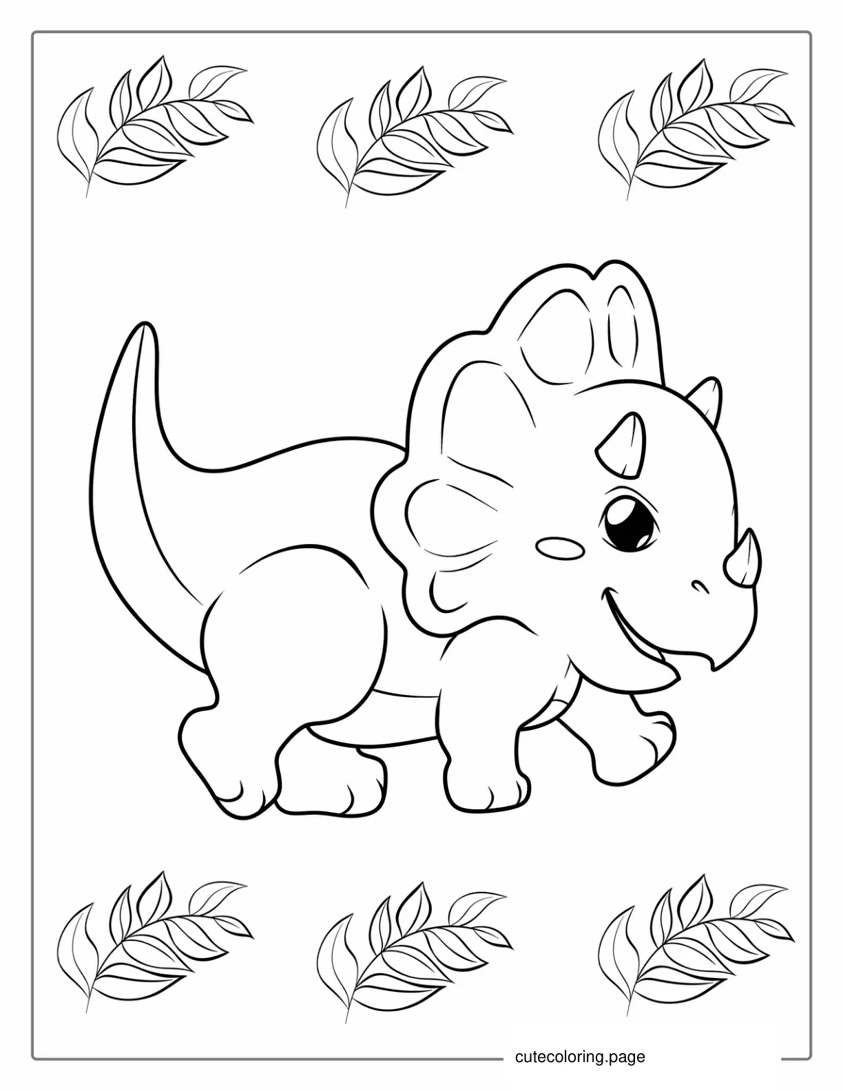 Easy Triceratops Dinosaur To Color For Kids coloring page