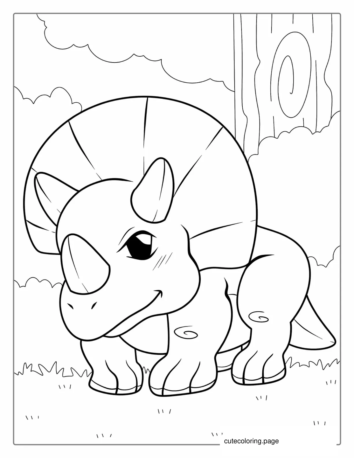 Simple Outline Of a Triceratops To Color coloring page