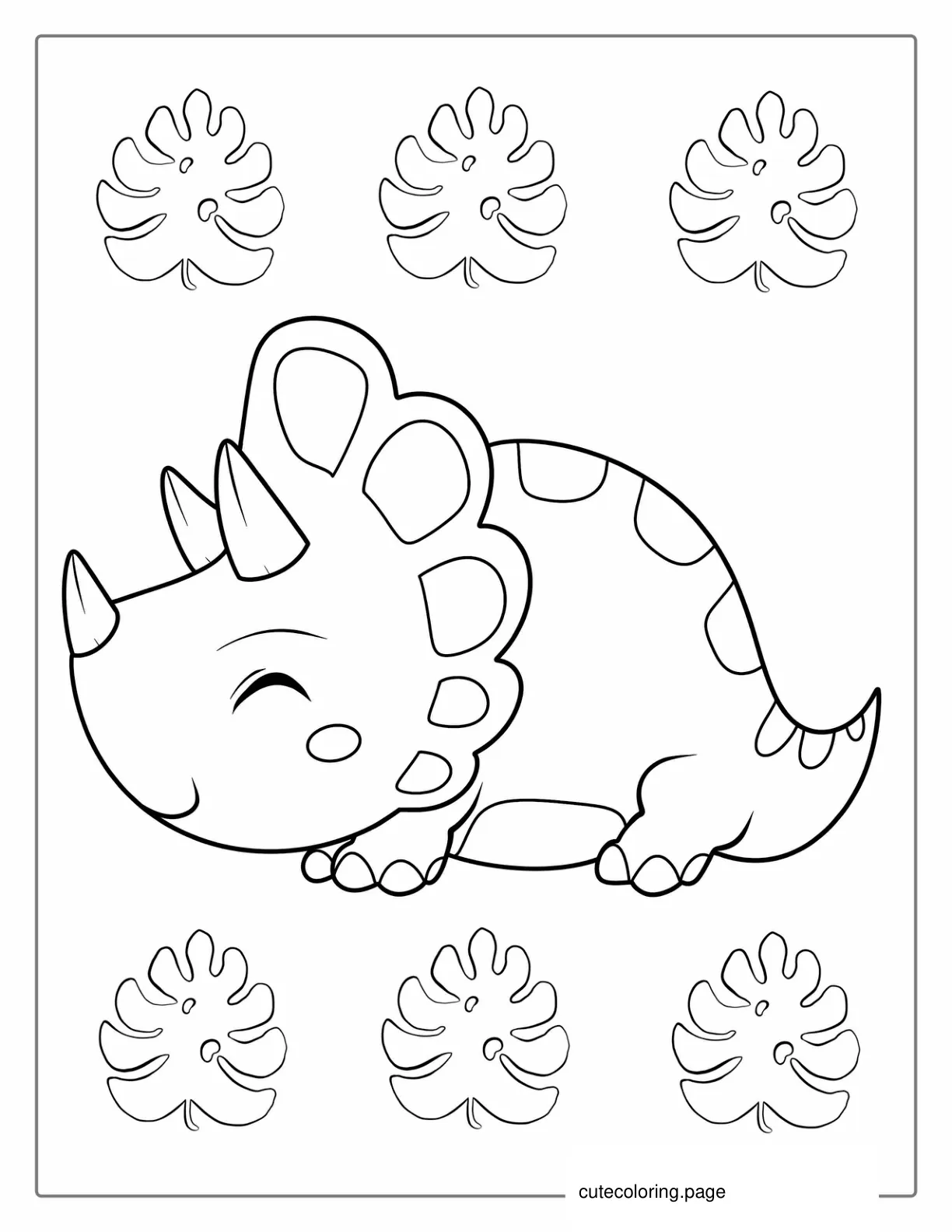 Super Cute Triceratopsn Coloring Page For Preschoolers coloring page