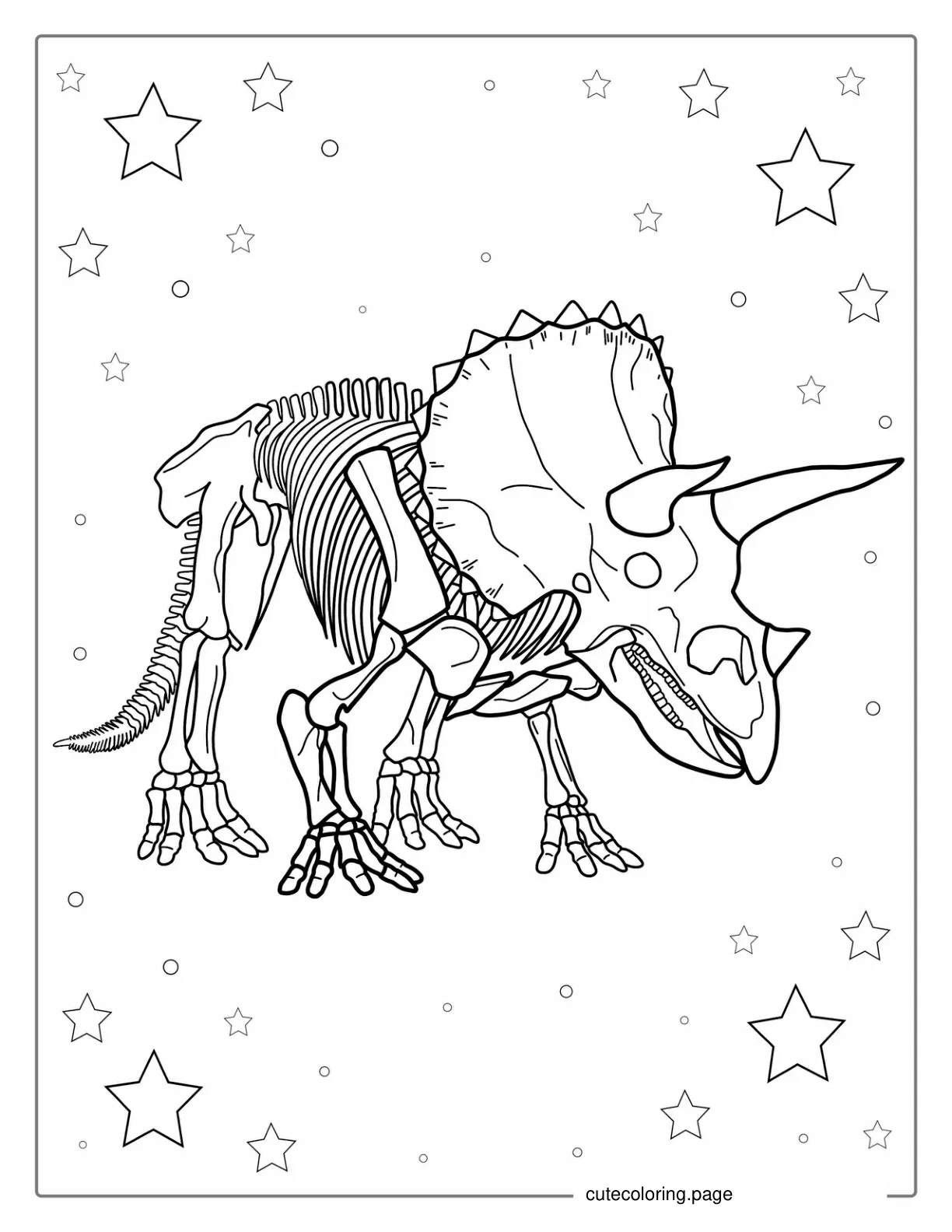 Triceratops Skeleton Fossil Coloring Page coloring page