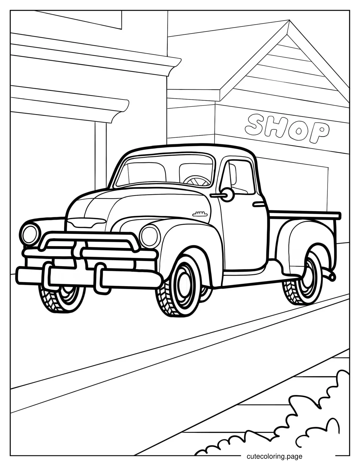 1960s Old Style Pickup Truck To Color coloring page