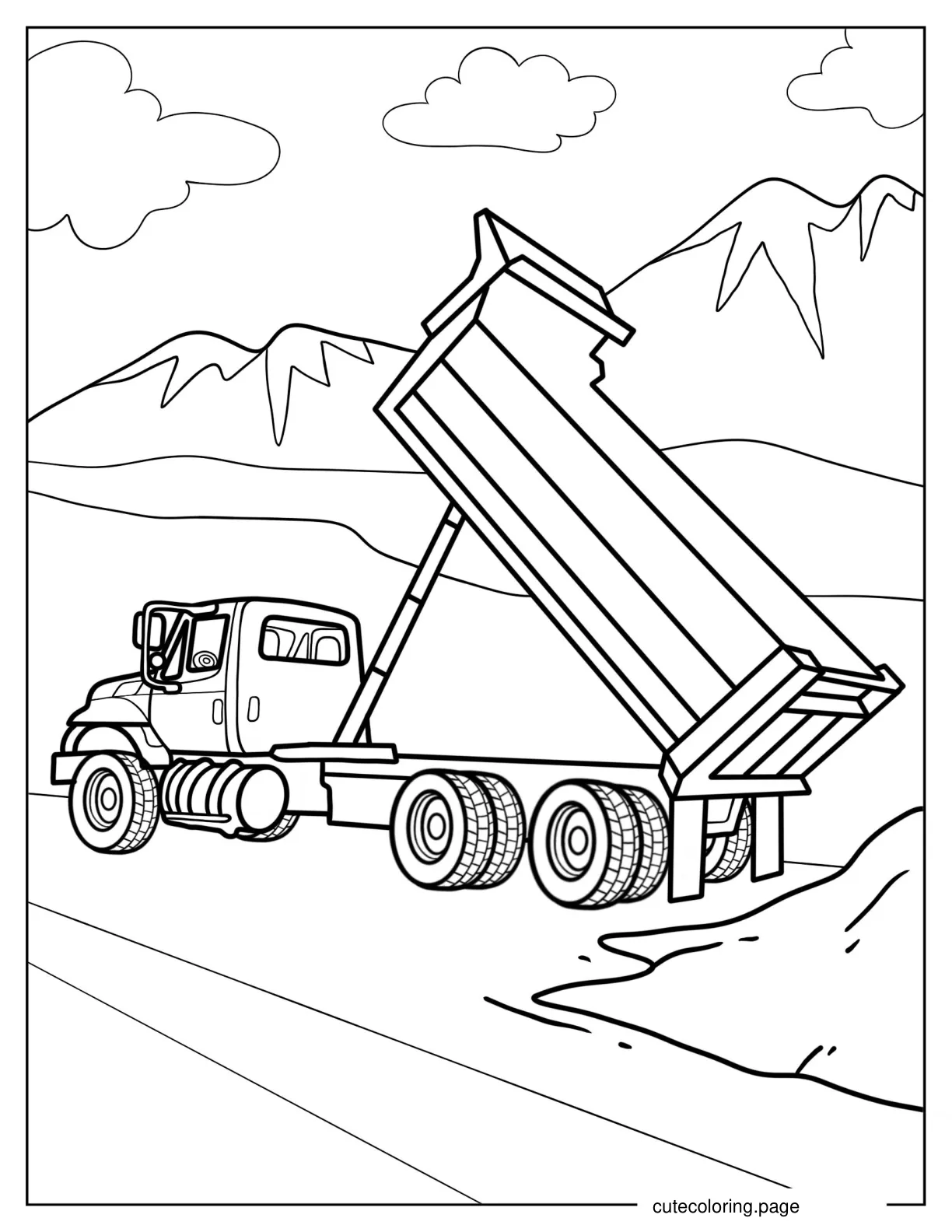 Coloring Page Of a Truck Dumping Dirt coloring page