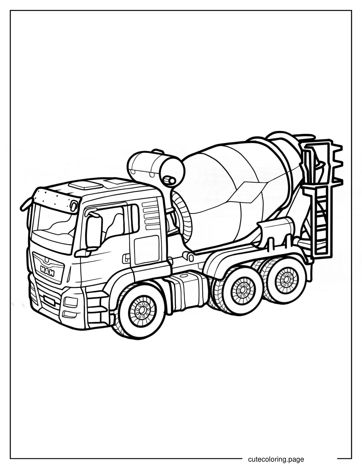 Detailed Cement Truck To Color coloring page