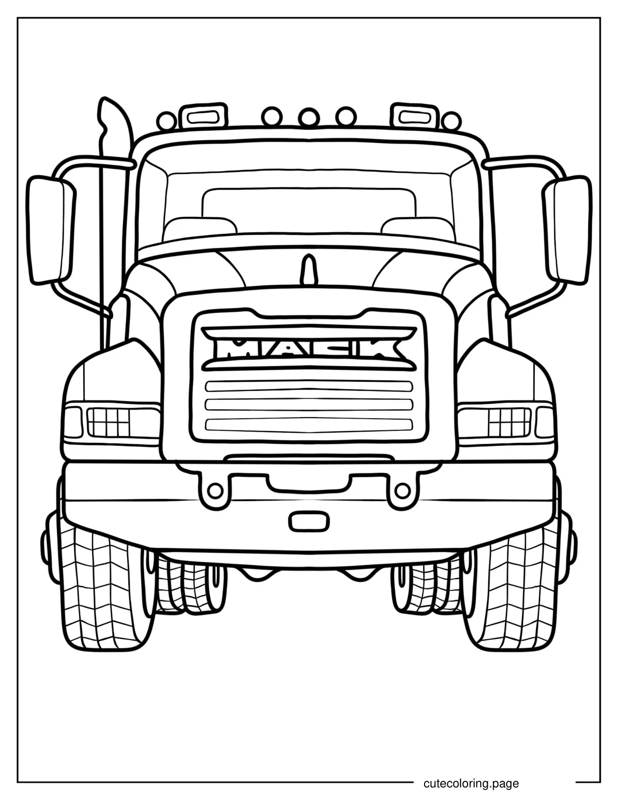 Front Facing MACK Truck To Color coloring page