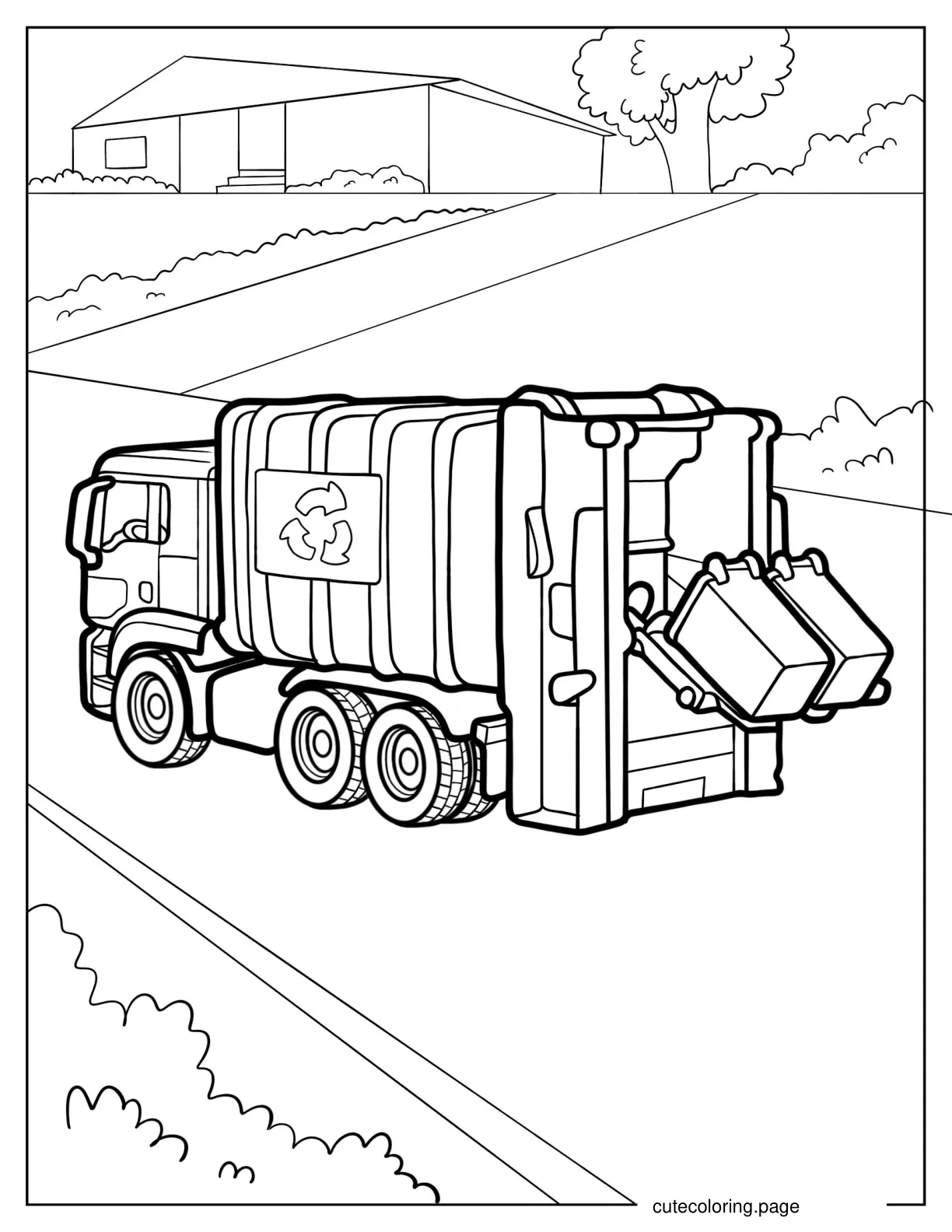 Recycling Rubbish Truck To Color coloring page