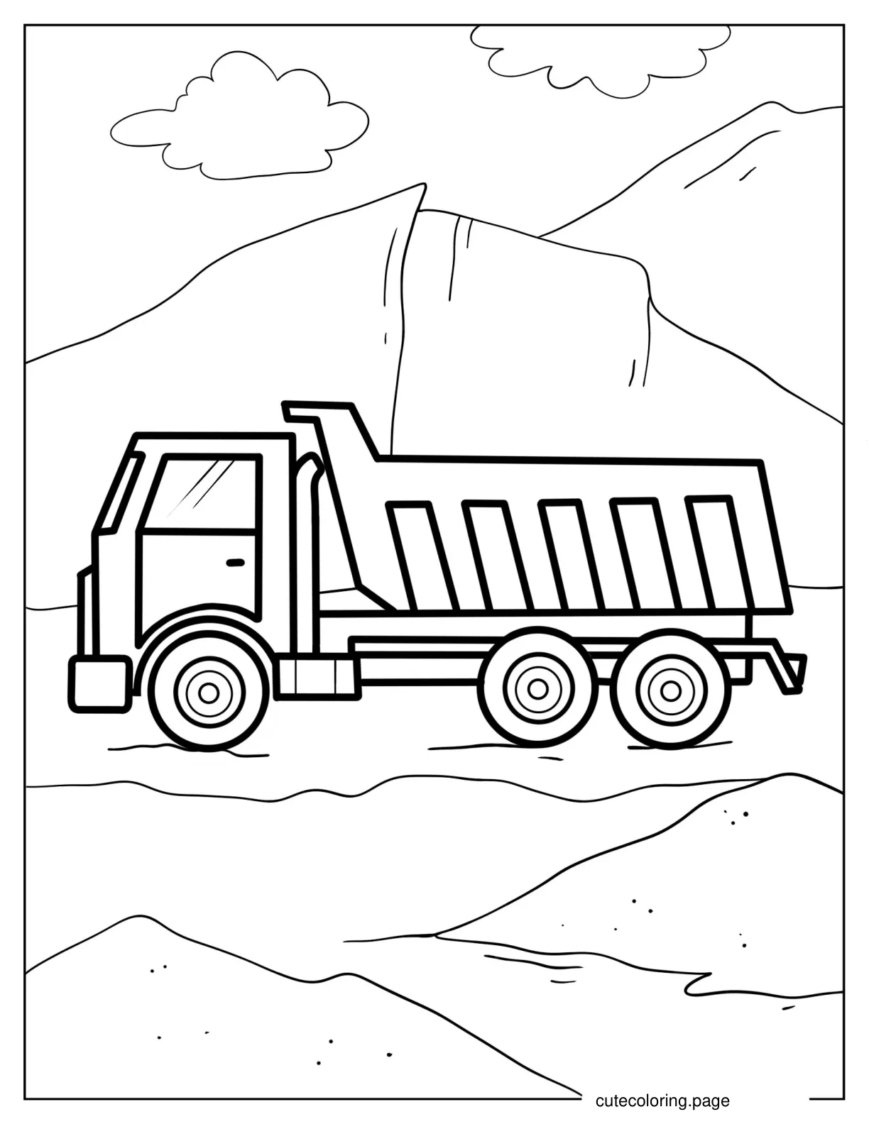 Simple Outline Of Dump Truck To Color coloring page