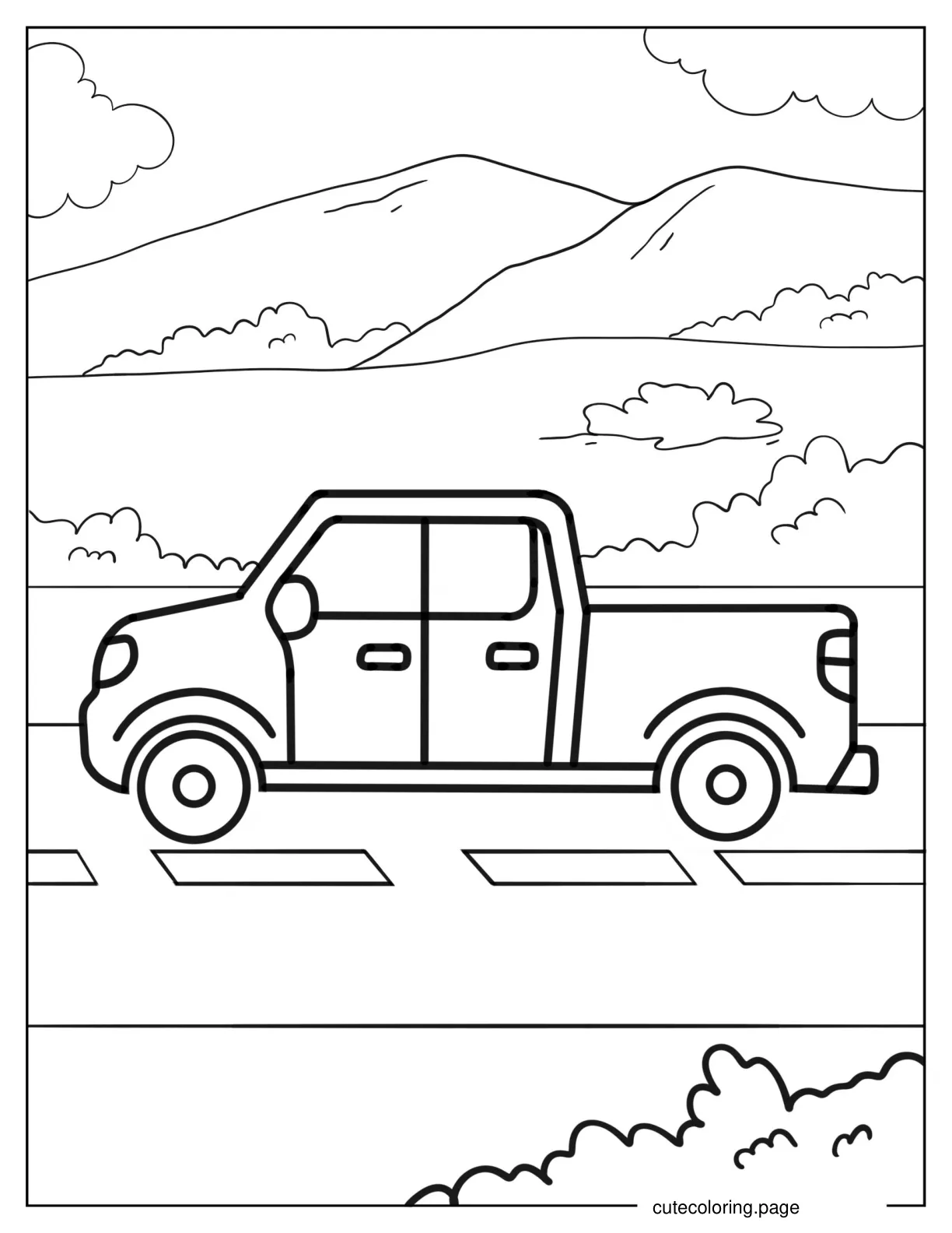 Simple To Color Pick Up Truck To Color coloring page