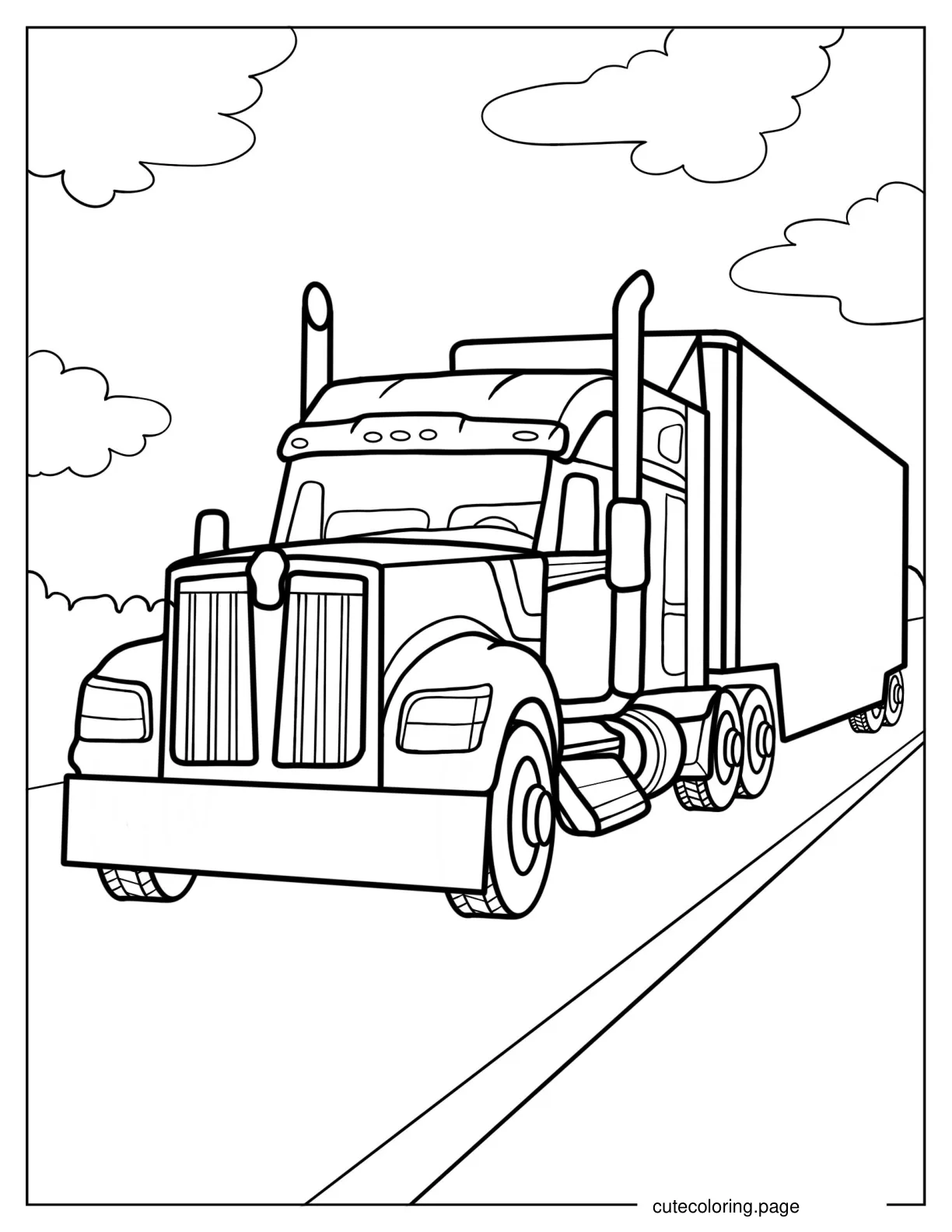 Simple To Color Semi Truck coloring page