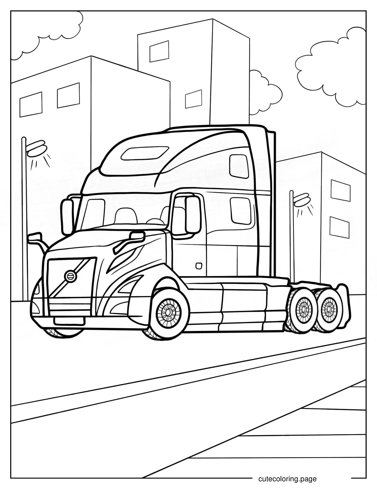 Volvo Semi Truck To Color coloring page