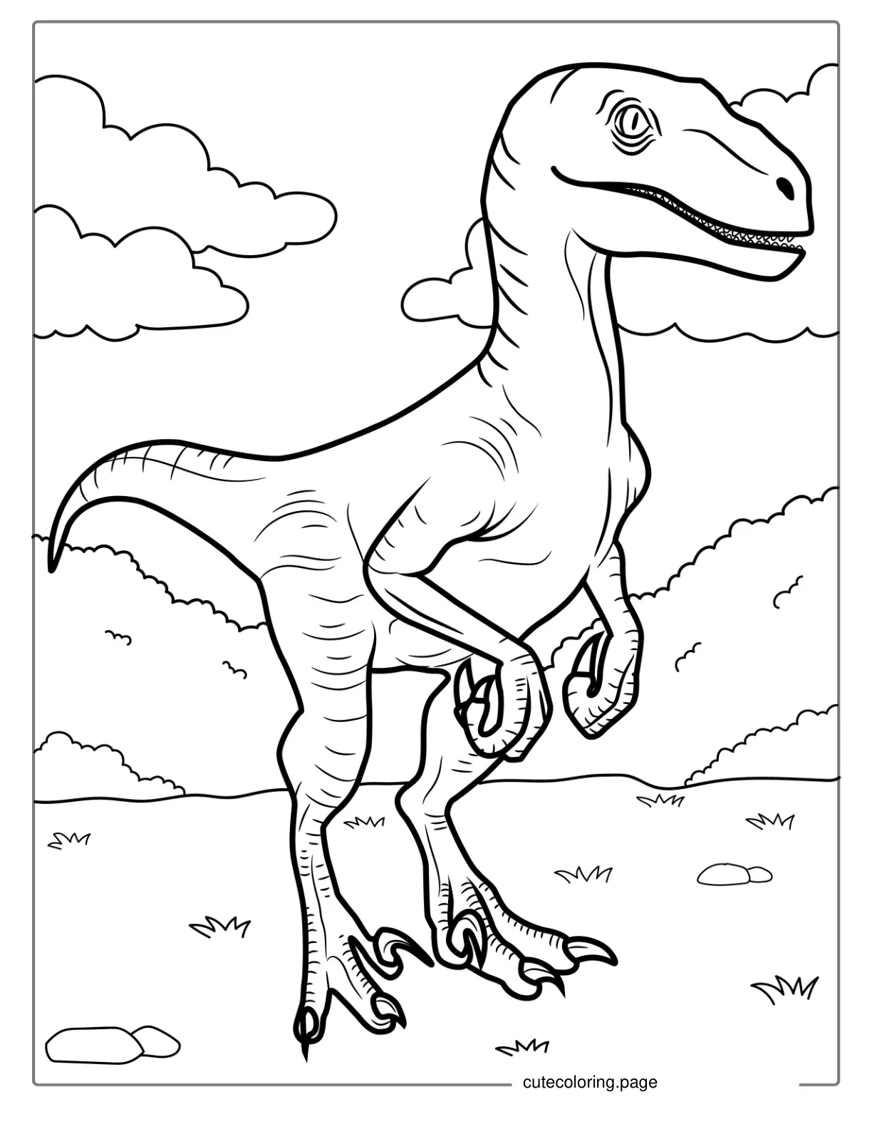 Adult Velociraptor Coloring Page For Kids coloring page