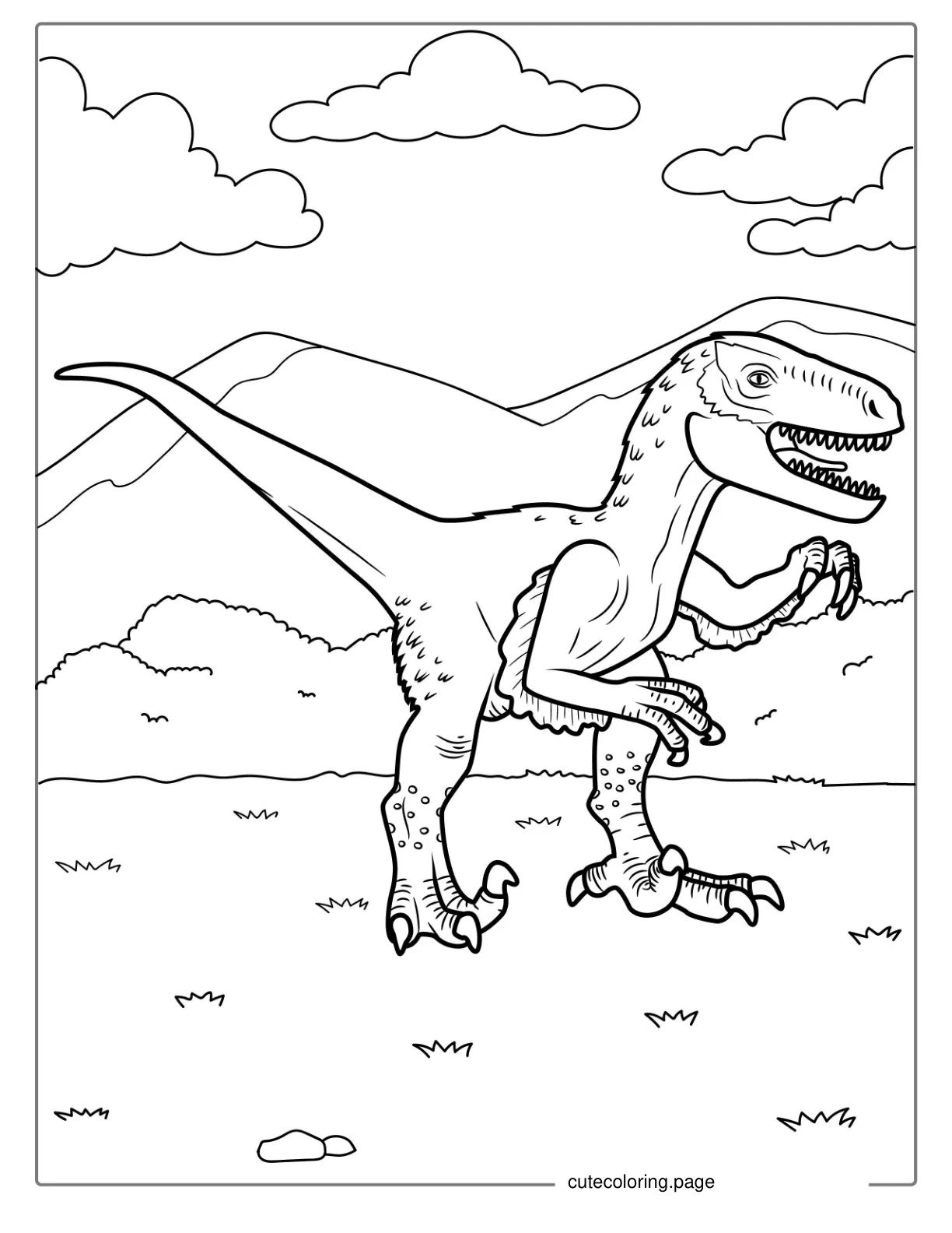 Baby Feathered Velociraptor Coloring Page coloring page