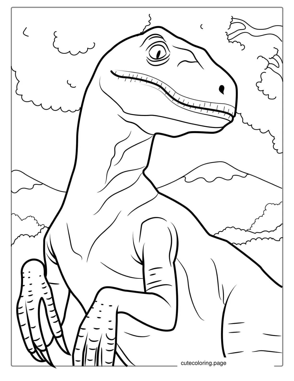 Close Up Of a Velociraptor Body To Color coloring page