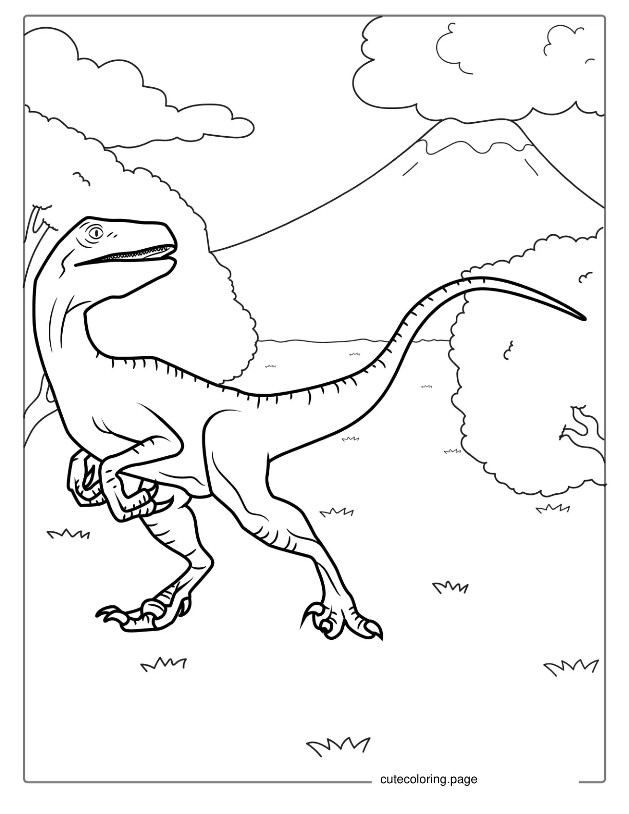 Easy Outline Of a Velociraptor To Color coloring page