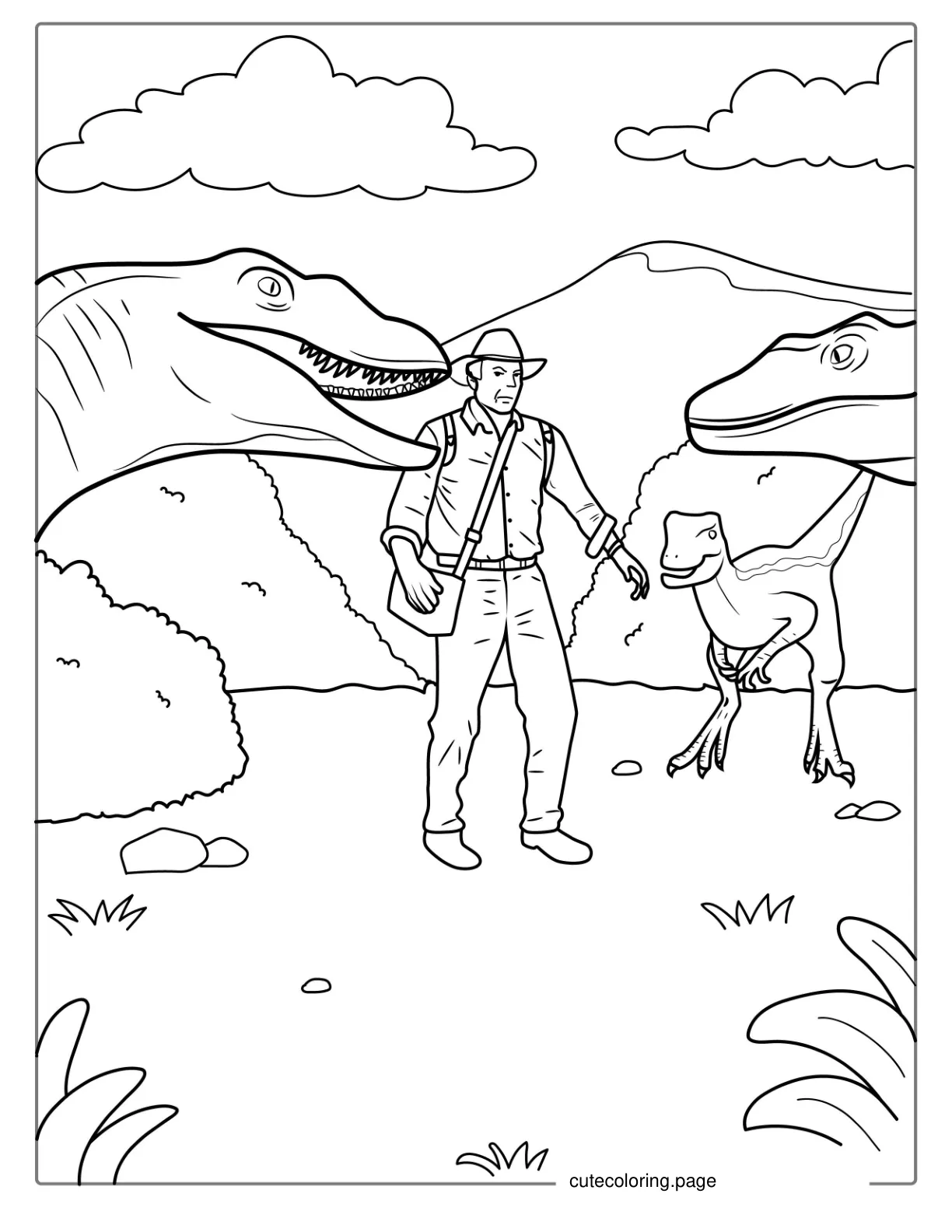 Jurassic Park Velociraptors Coloring Sheet coloring page