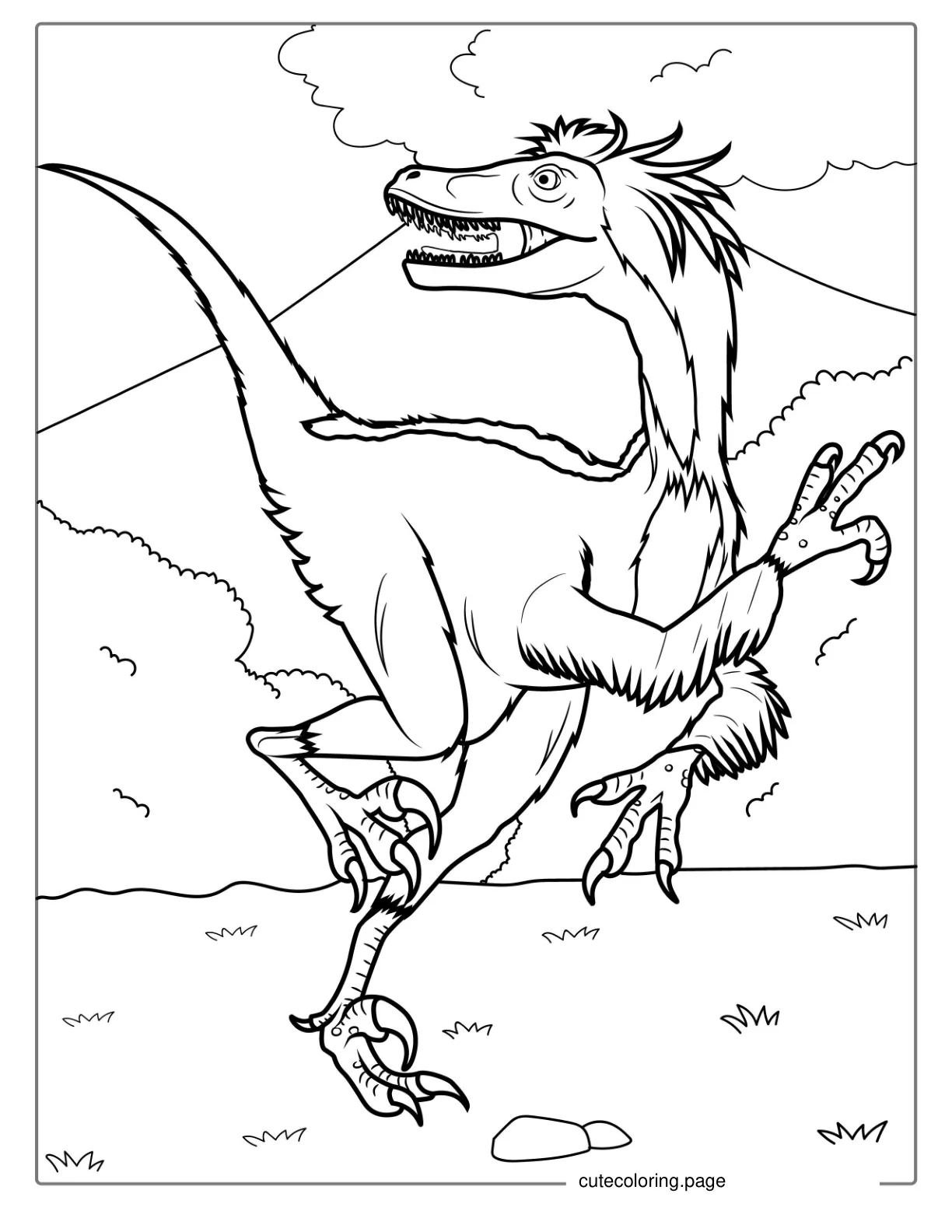 Raptor With Feathers To Color coloring page