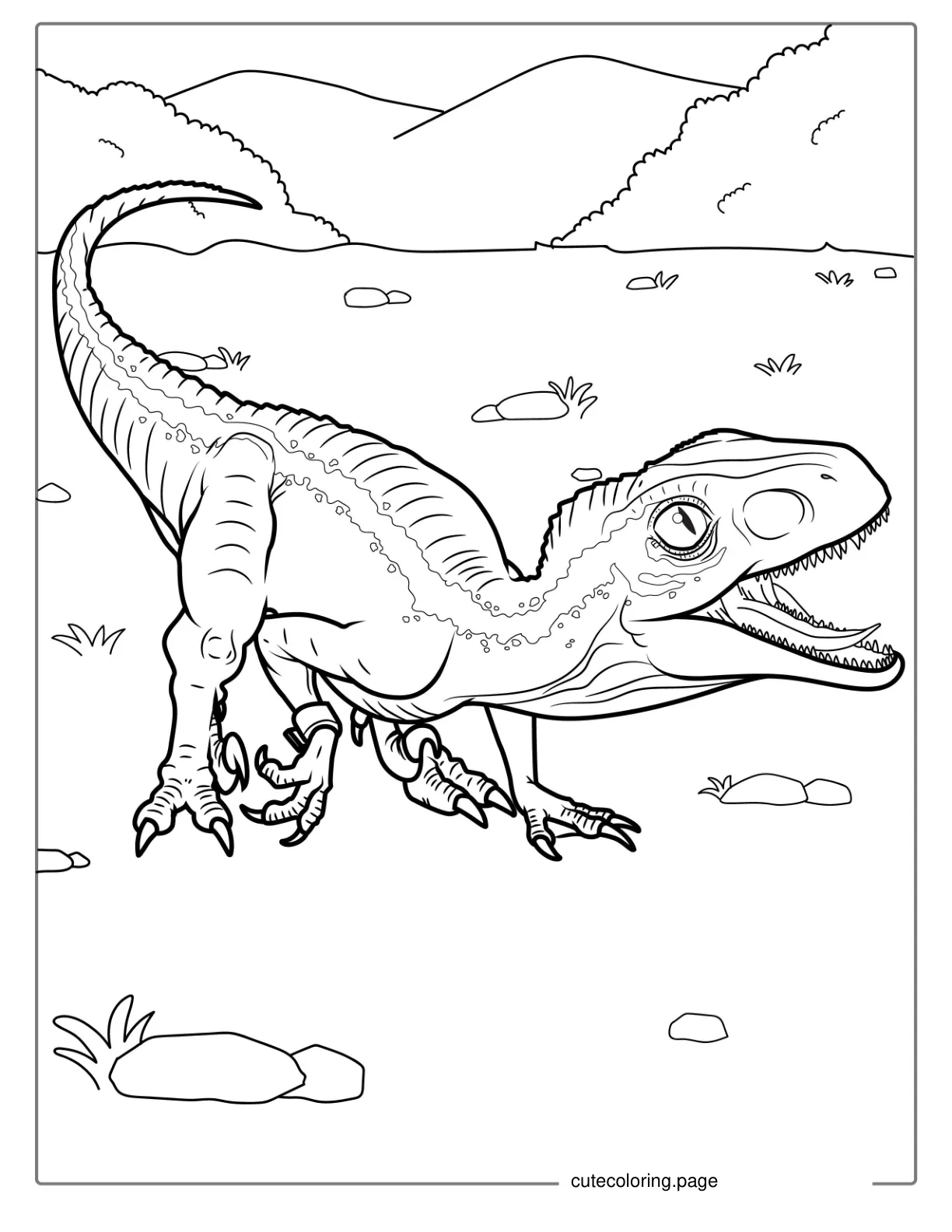 Realistic Velociraptor Coloring Page For Kids coloring page