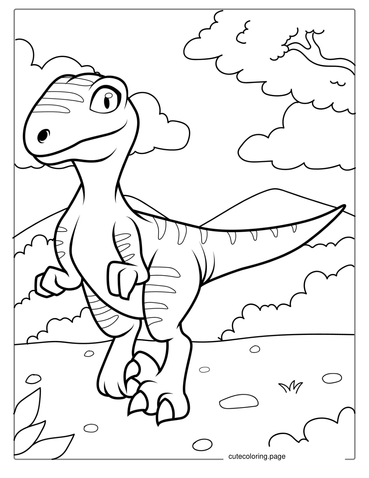 Simple Velociraptor Dinosaur To Color For Kids coloring page