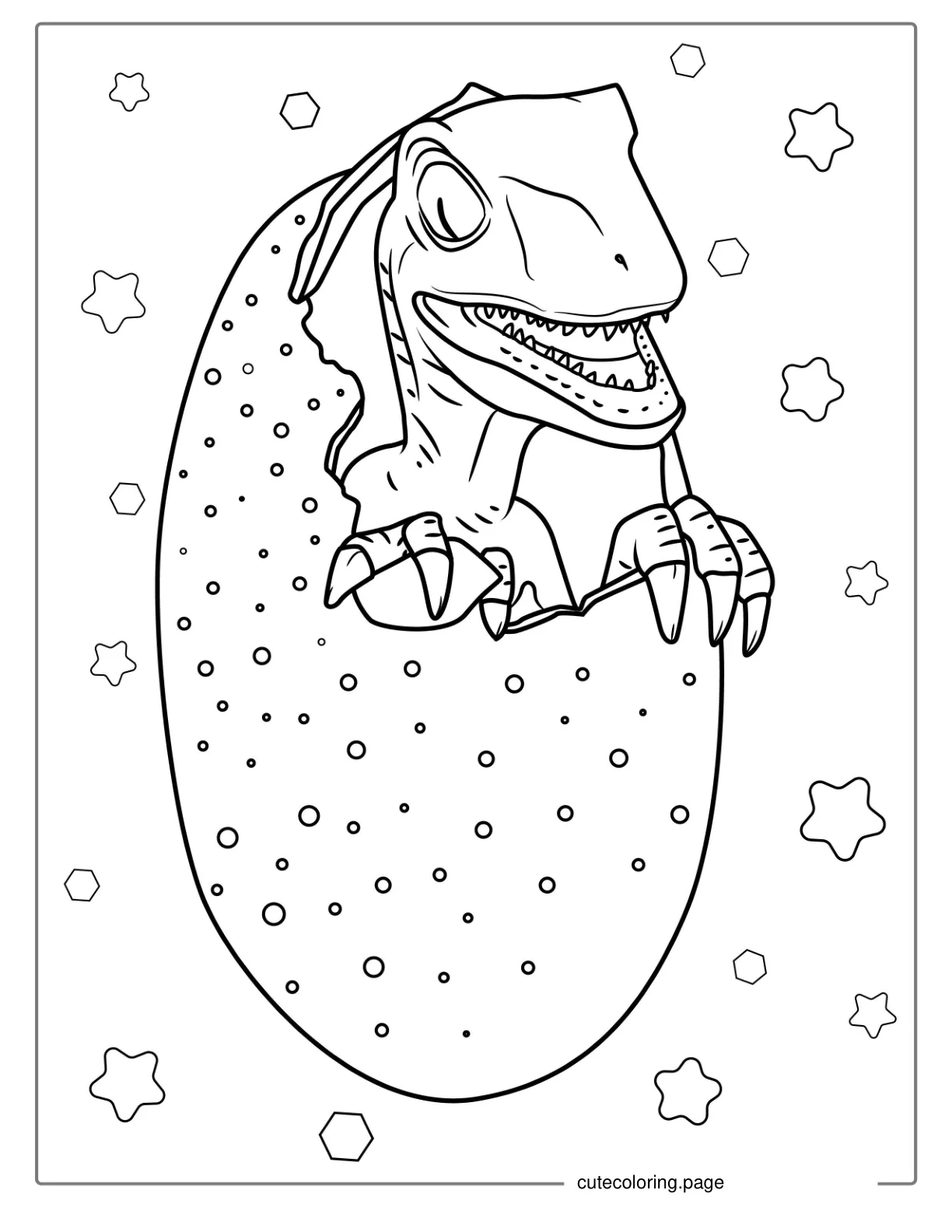 Velociraptor Hatching From Egg To Color coloring page