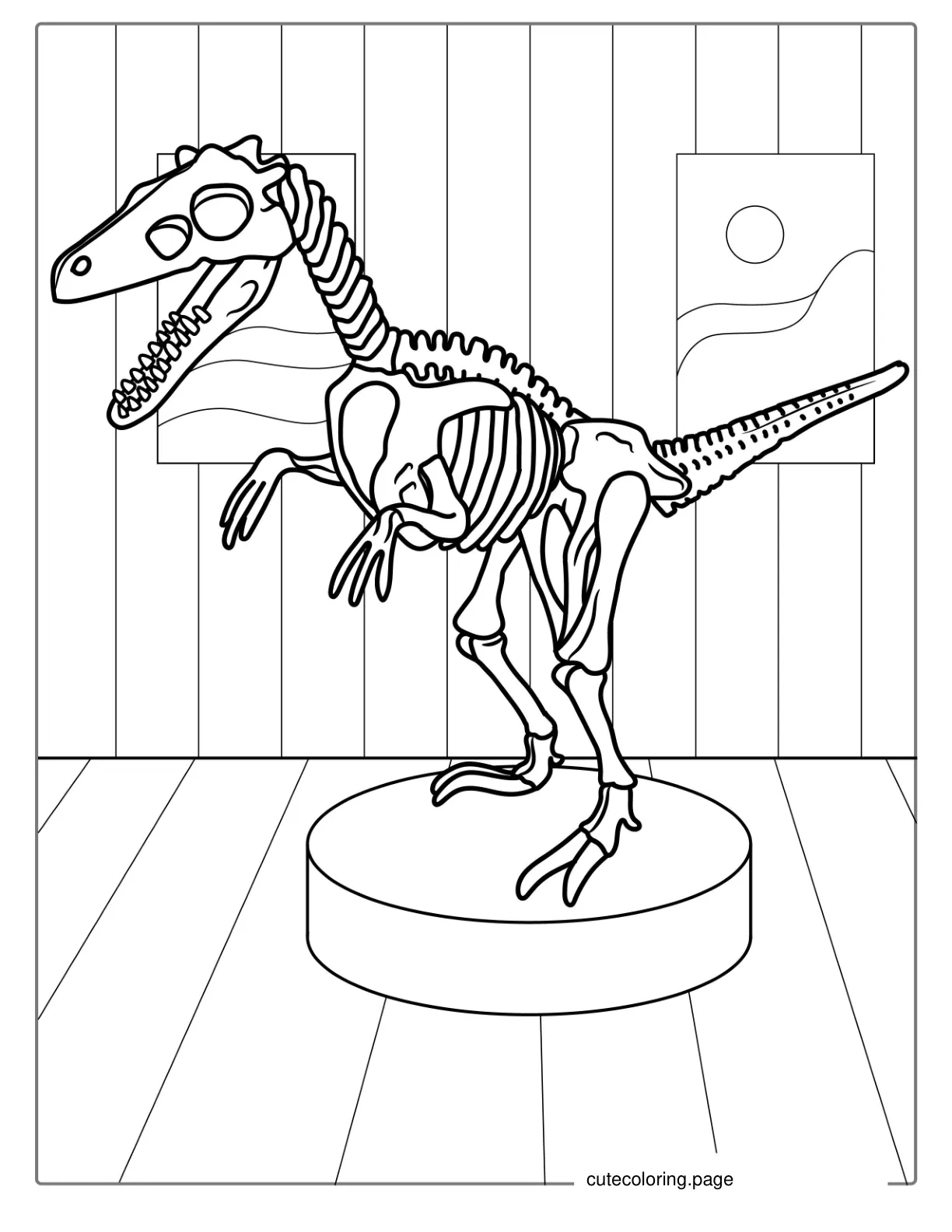 Velociraptor Skeleton Coloring Sheet coloring page