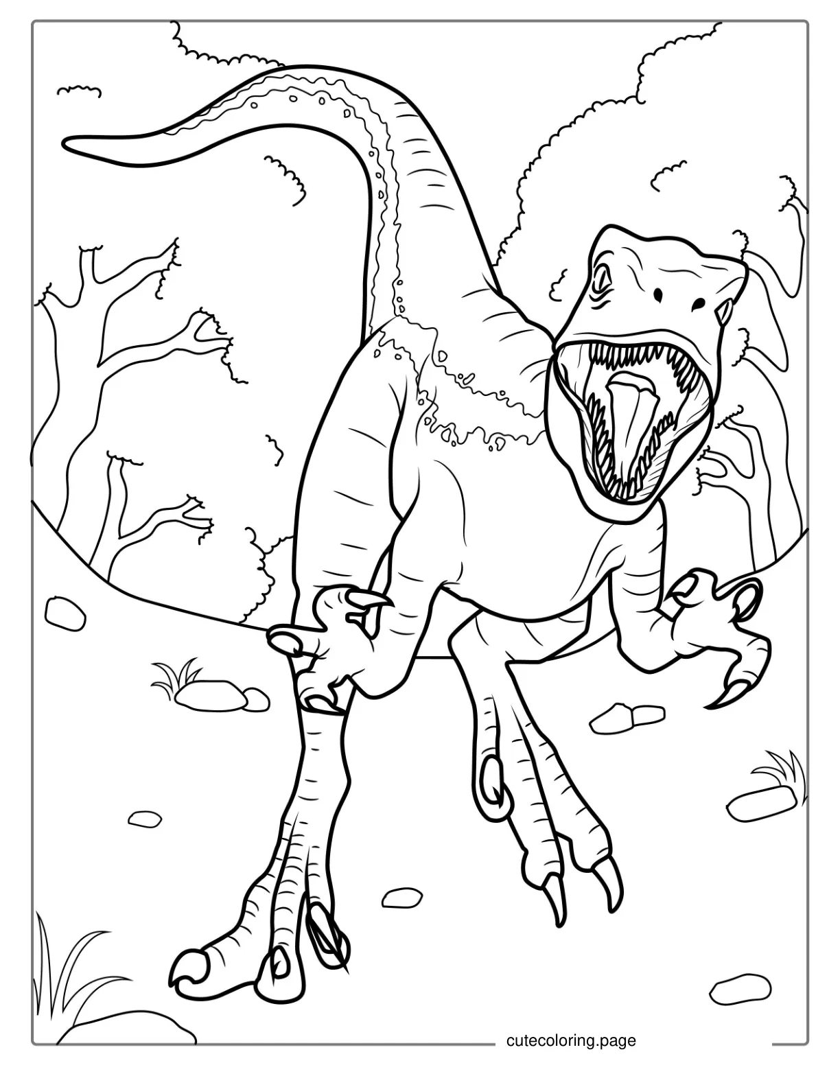 Velociraptor With Teether And Claws Out To Color coloring page